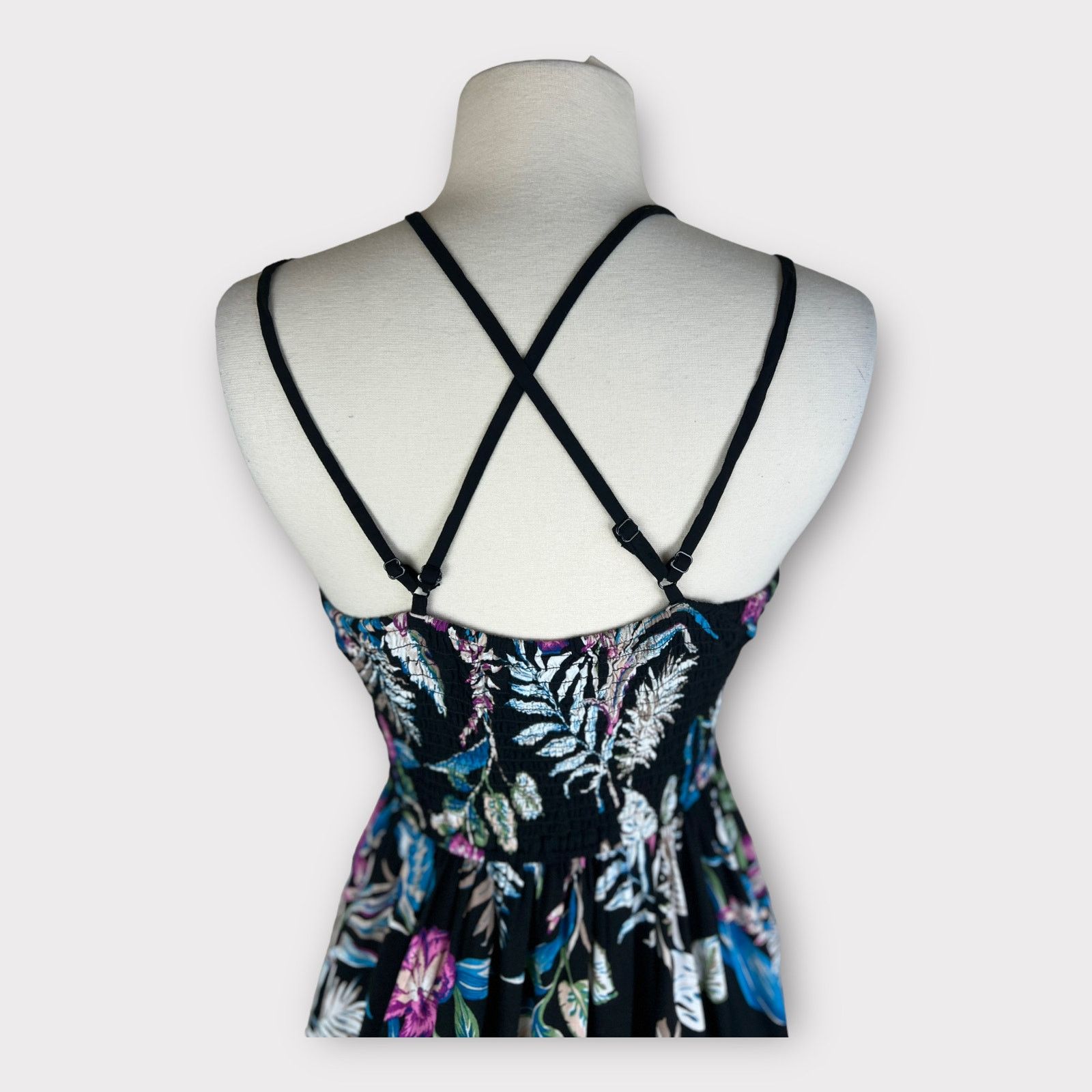 Vintage Xhilaration | Tropical Summer Beach Black Sundress | Small Size S / US 4 / IT 40 - 7 Thumbnail