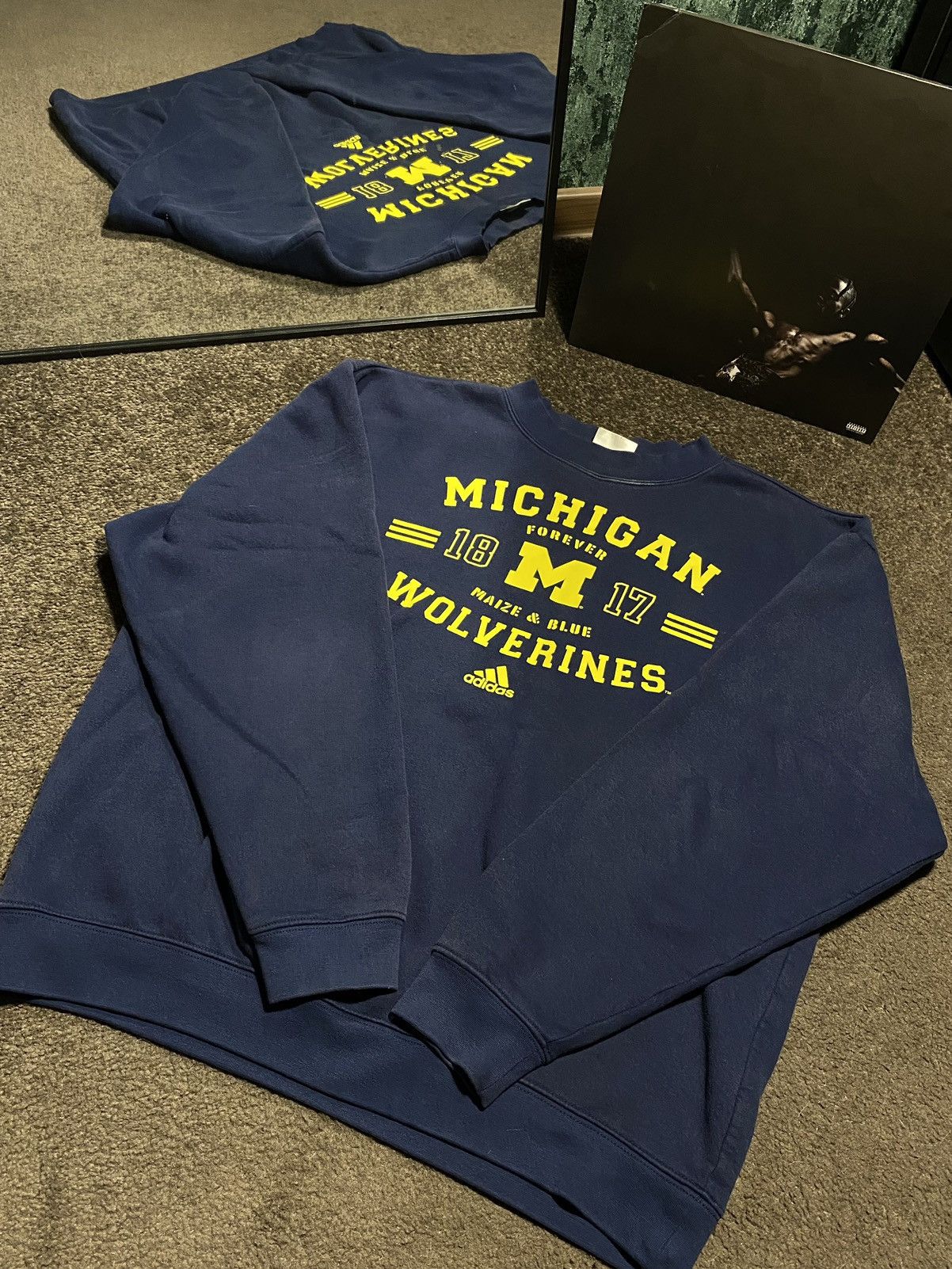 Adidas × Vintage Vintage Adidas Michigan Wolverines University Swearshirt 90s Size US M / EU 48-50 / 2 - 1 Thumbnail