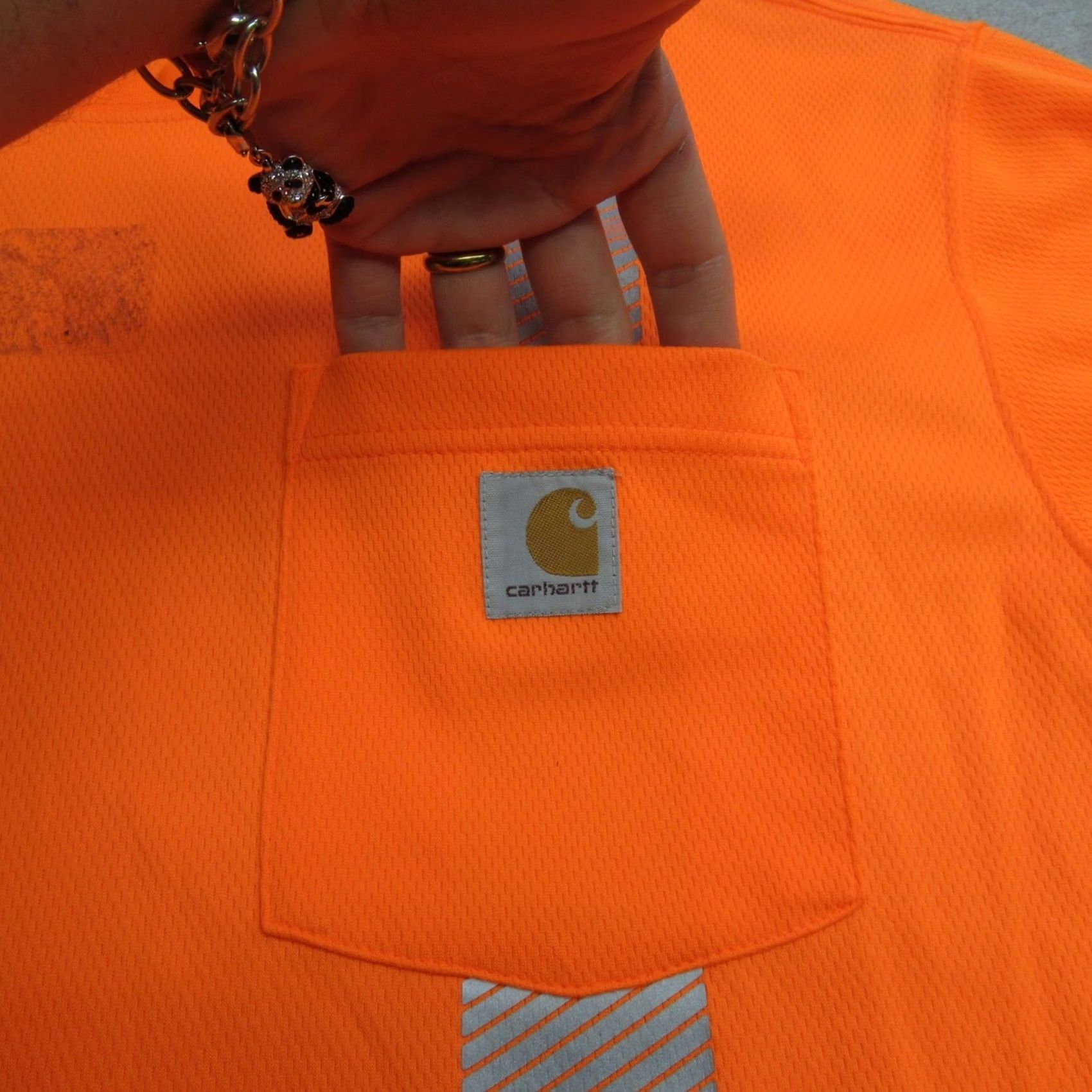 Carhartt Carhartt Shirt Men Large Orange HighVis Reflective Safety Work Pocket RelaxForce Size US L / EU 52-54 / 3 - 4 Thumbnail