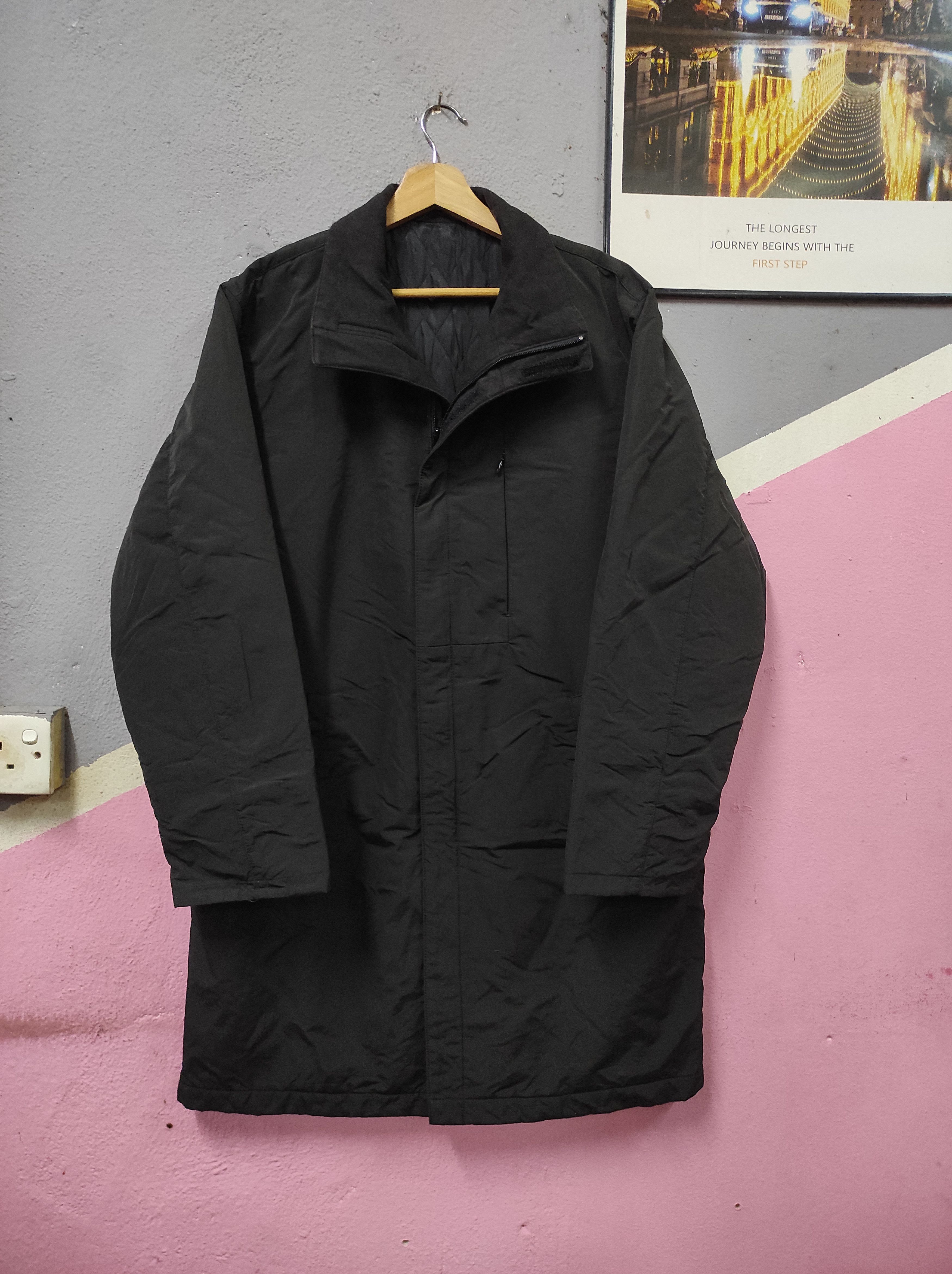 Designer × Vintage FARIANI BLACK OPEN COLLAR COAT OVERCOAT LONG JACKET Size US M / EU 48-50 / 2 - 2 Thumbnail