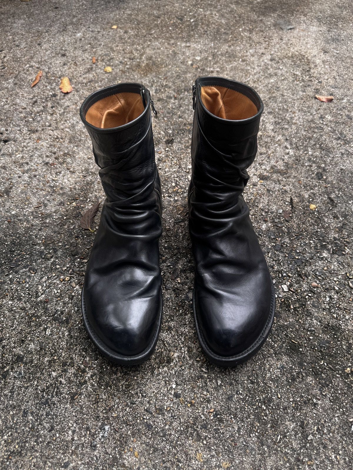 Maison MIHARA YASUHIRO AW 04 Zipped Wrinkle Leather Boots | Grailed