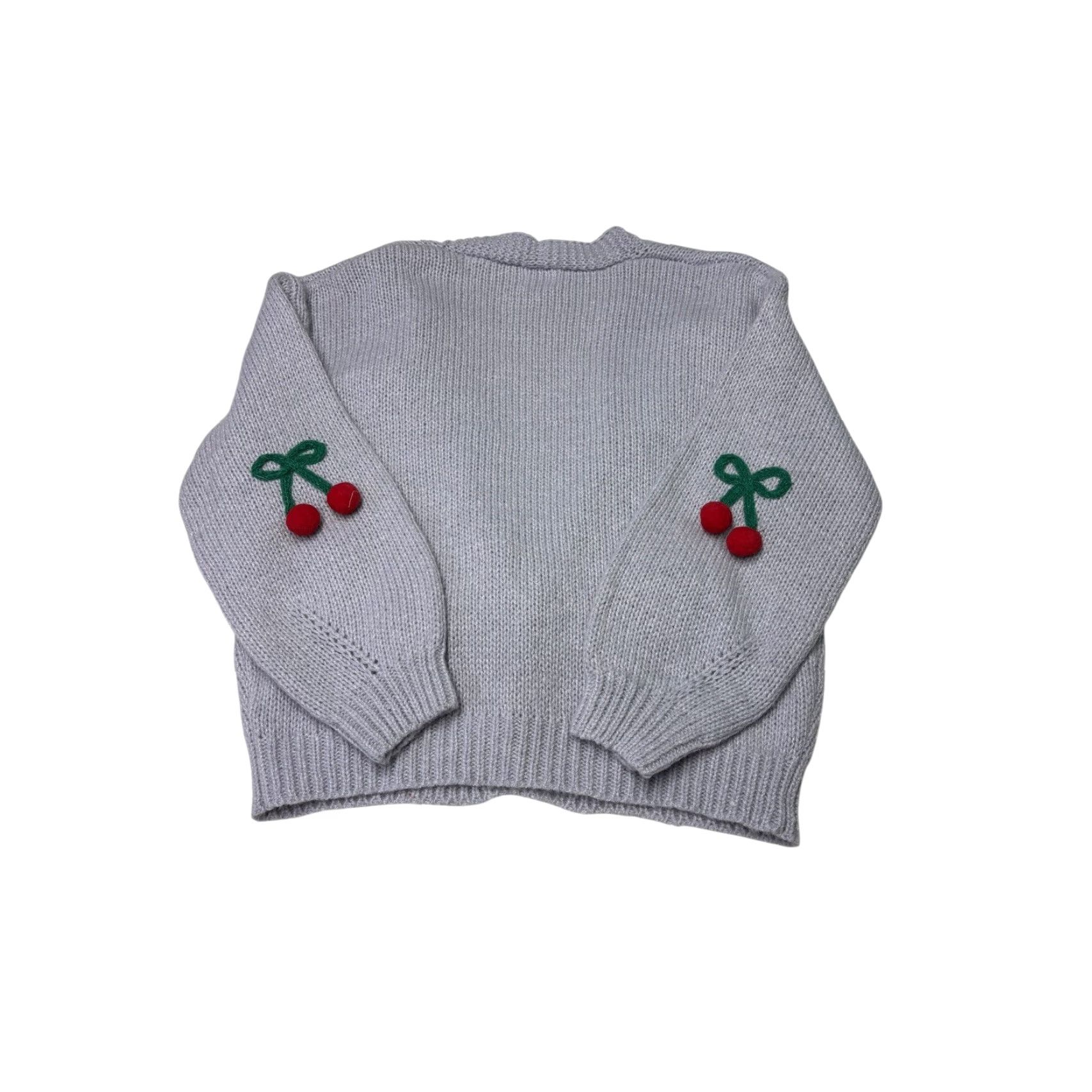 Vintage NWT Luna Ivy Cardigan Womens Medium Lavender Gray Knit Cherry Pom-Pom Embroidered Bow Open-Front Cozy Pullover Sweater Size M / US 6-8 / IT 42-44 - 5 Thumbnail