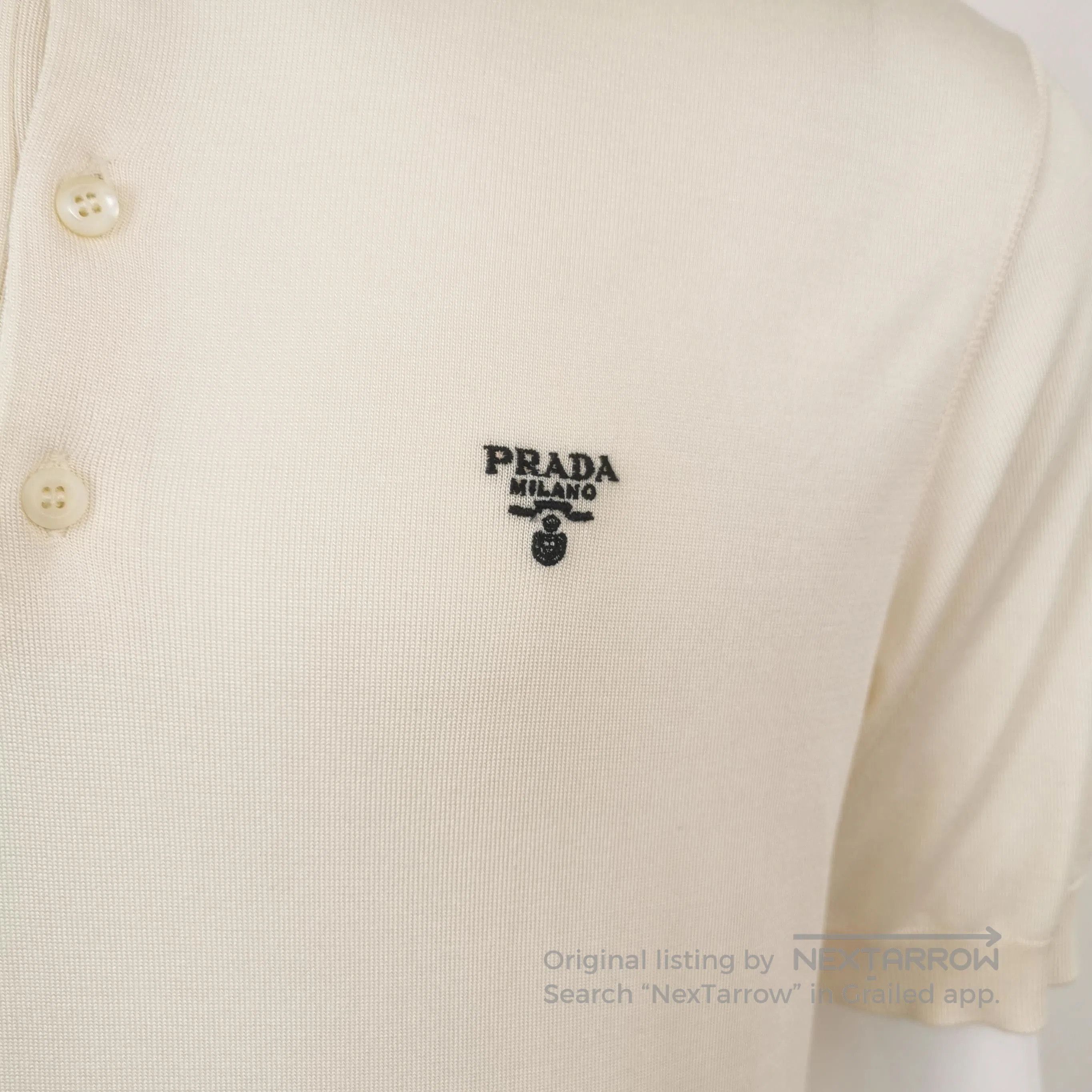 Prada Prada Silk Logo Collar Knit Polo Top L. Size US L / EU 52-54 / 3 - 1 Thumbnail