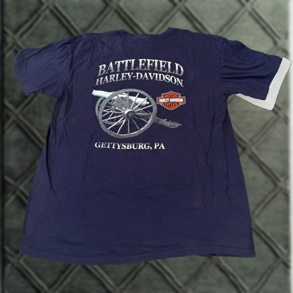 Harley Davidson Harley-Davidson Motorcycles Gettysburg Battlefield Biker Navy Blue T-Shirt XL Mens Size US XL / EU 56 / 4 - 1 Thumbnail