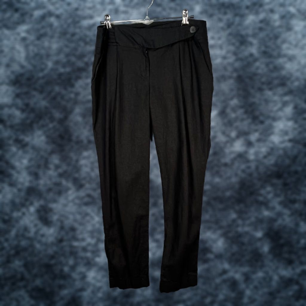 Asos ASOS Womens 6 Black High-Waisted Linen-Blend Tapered Leg Pants Shirt? Wait Size 28" / US 6 / IT 42 - 1 Thumbnail