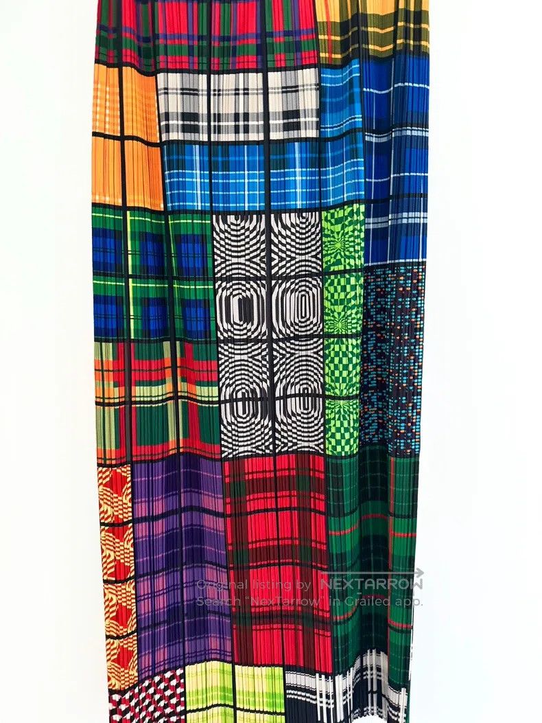 Issey Miyake Issey Miyake size:1 Mosaic Plaid Midi Skirt Size 22" - 3 Thumbnail