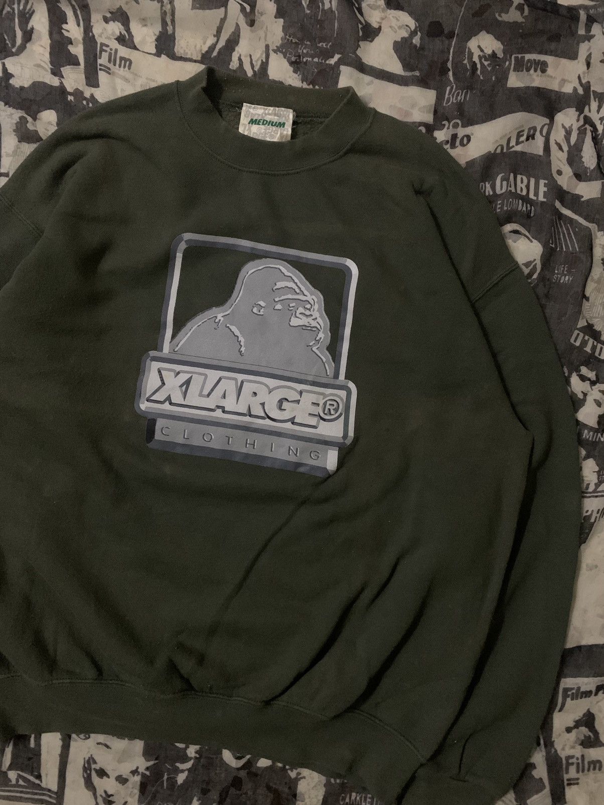 X-LARGE 💥Vintage 90s XLarge Gorilla Army Green Sweatshirt Size US M / EU 48-50 / 2 - 2 Thumbnail