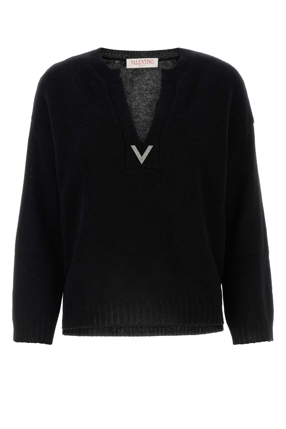 image of Valentino Garavani Black Wool Oversize Sweater, Women's (Size XS)