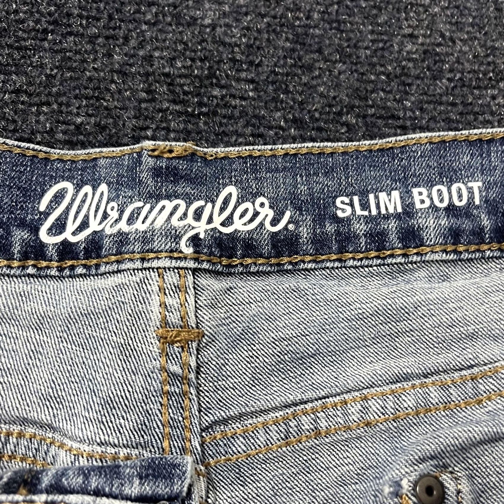 Wrangler Wrangler Jeans Slim Boot Mens Blue Medium Wash Denim Bootcut Western Casual 36 Inseam 30 Zip Pockets Distressed Signature W Size US 36 / EU 52 - 2 Thumbnail