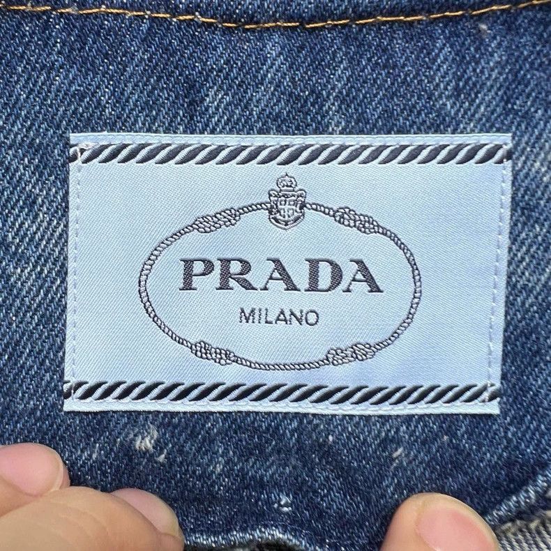Prada Prada Triangle standard short old collarless denim jacket Size XS / US 0-2 / IT 36-38 - 3 Thumbnail