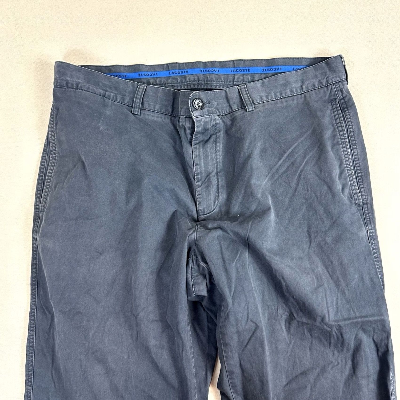 Lacoste Lacoste Chino Pants Men Regular Fit Blue Cotton EU 50 38x29 Preppy Size US 38 / EU 54 - 3 Thumbnail