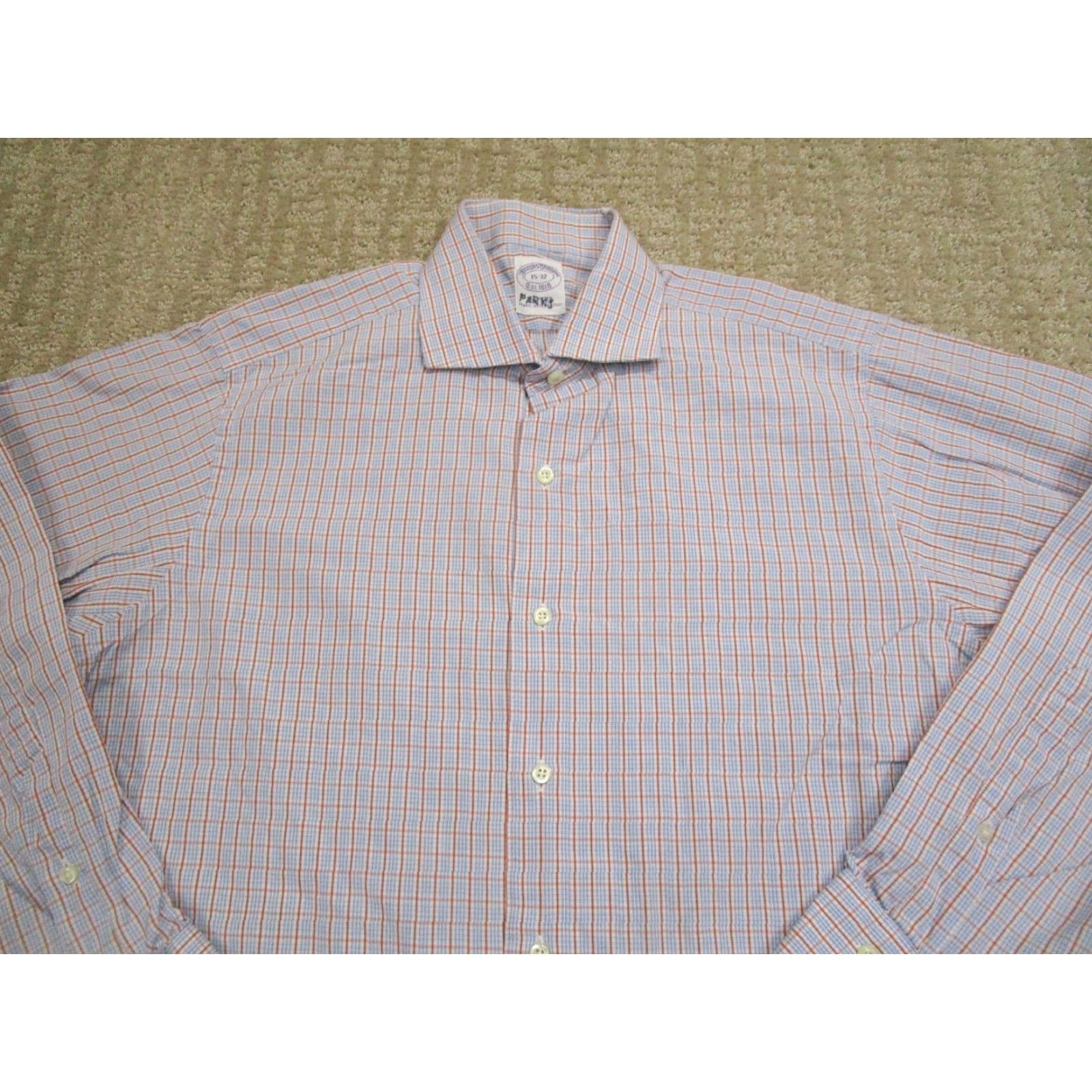 Brooks Brothers Brooks Brothers Shirt Mens 15 32 Blue White Long Sleeve Button-Up Cutaway Plaid USA 90s Vintage cardigan? Size US M / EU 48-50 / 2 - 2 Thumbnail