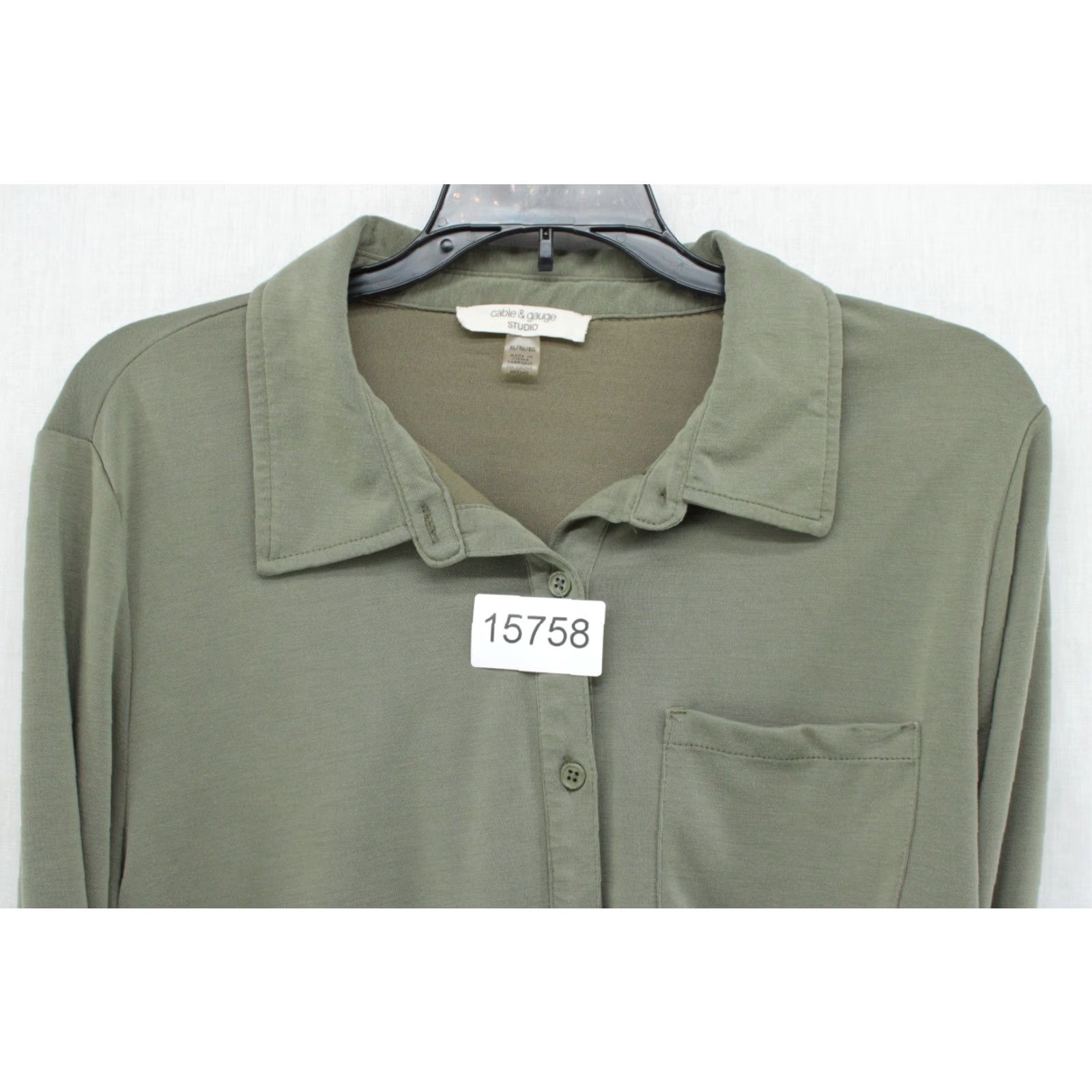 Vintage Cable & Gauge Shirt Women's XL Green Tunic Pocket Soft Cozy Modern Size XL / US 12-14 / IT 48-50 - 6 Thumbnail