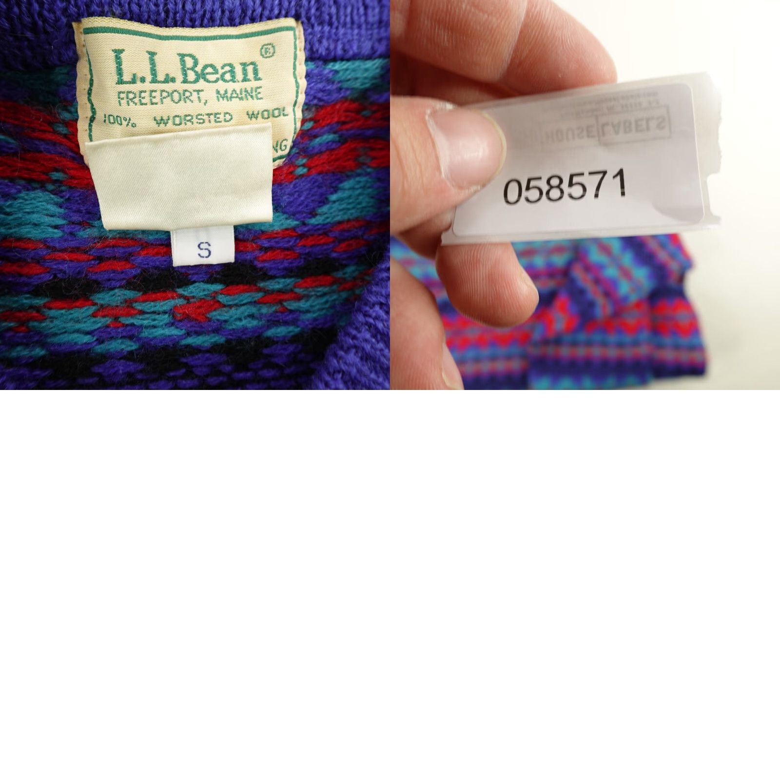 Vintage VINTAGE L.L. Bean Fair Isle Sweater Mens Small Purple Knit Wool 90s Size US S / EU 44-46 / 1 - 8 Thumbnail