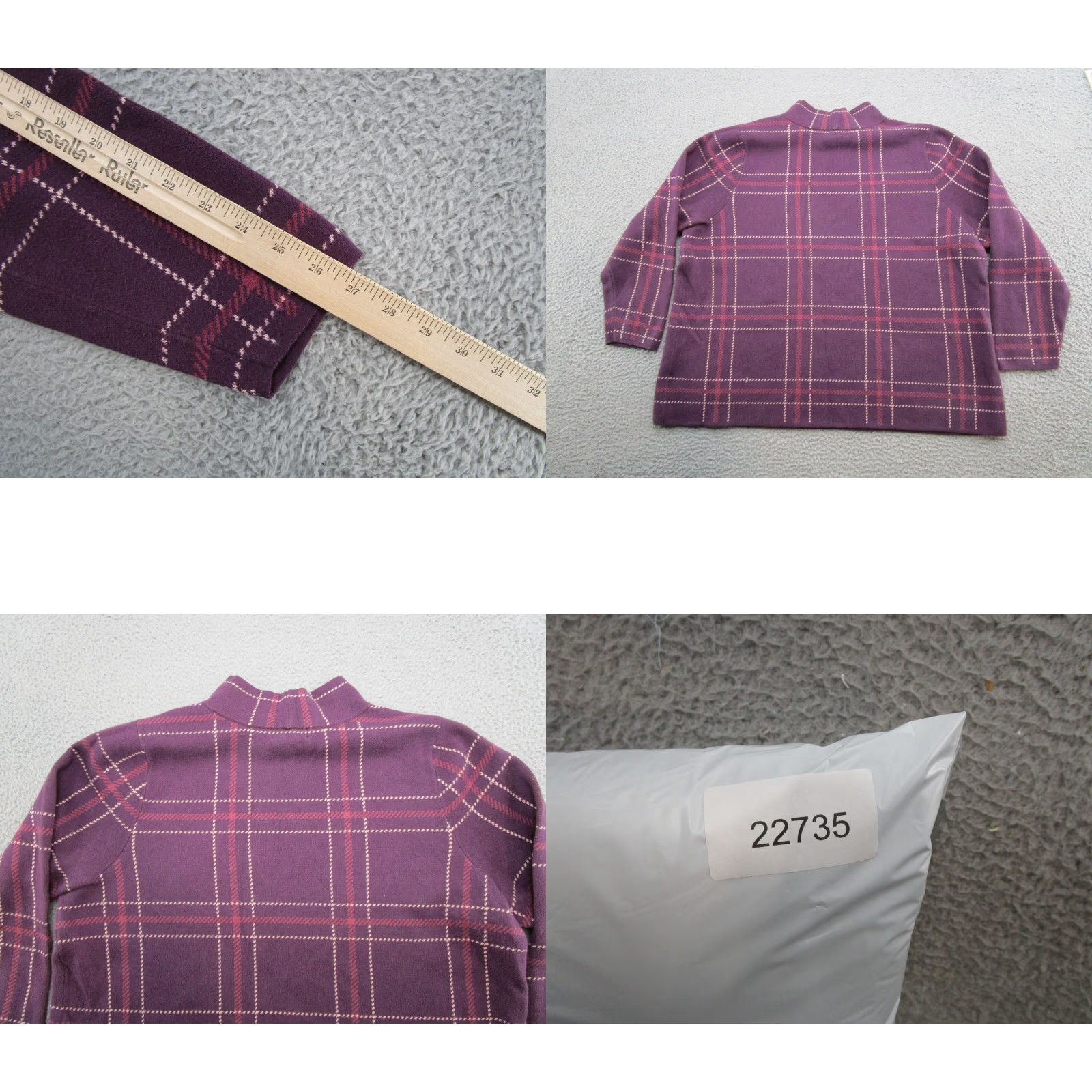 Lands' End Lands' End Purple Plaid Mock Neck Stretch Cotton Blend Sweater Plus Size 2X Women Pullover Size XXL / US 16-18 / IT 52-54 - 8 Thumbnail