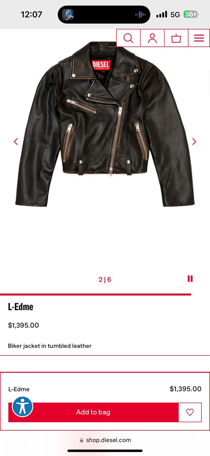 Diesel $1,400 Runway diesel L-edmea cropped leather jacket Size S / US 4 / IT 40 - 2 Thumbnail
