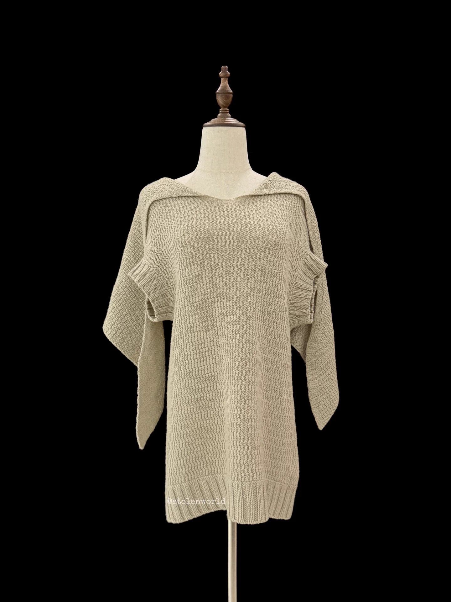 Yohji Yamamoto Yohji Yamamoto Oatmeal Wool Scarf Wrap Knit Top Size L / US 10 / IT 46 - 5 Thumbnail