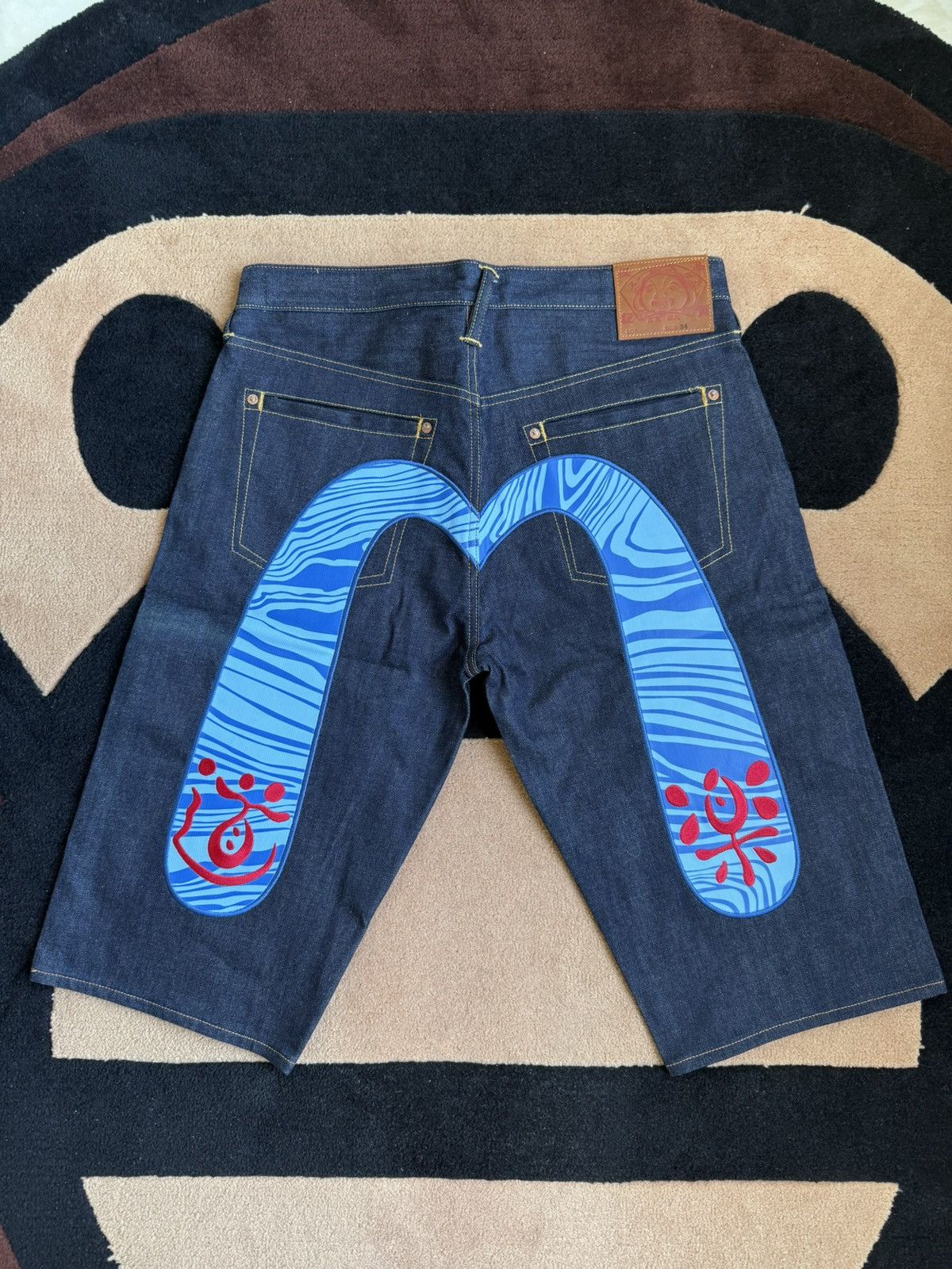 Evisu EVISU “道楽”camo daicock style denim shorts！size：34 Size US 34 / EU 50 - 1 Thumbnail