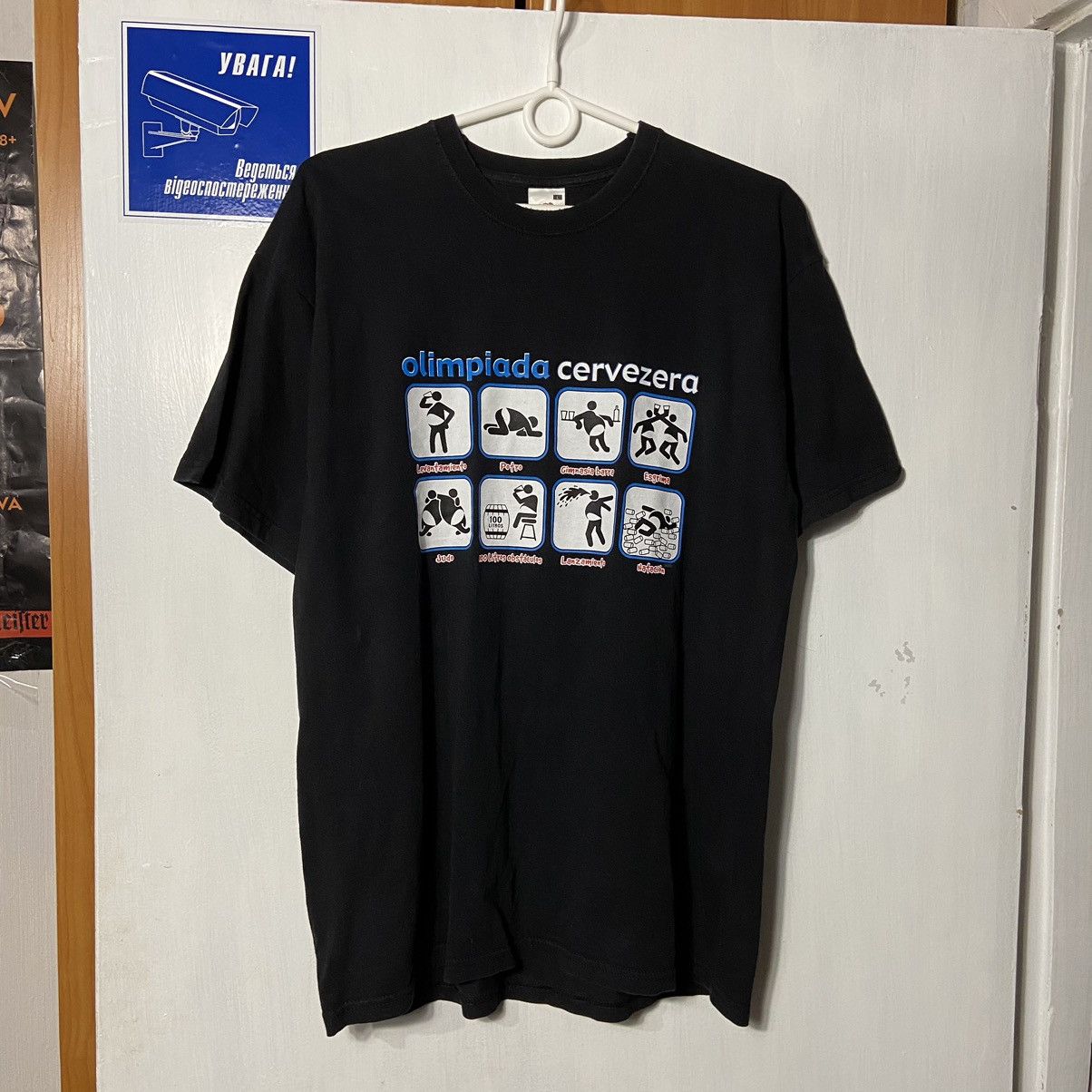 Vintage 📌 VINTAGE HUMOR ALCOHOL OLIMPIADA CERVEZERA TEE Size US L / EU 52-54 / 3 - 1 Thumbnail