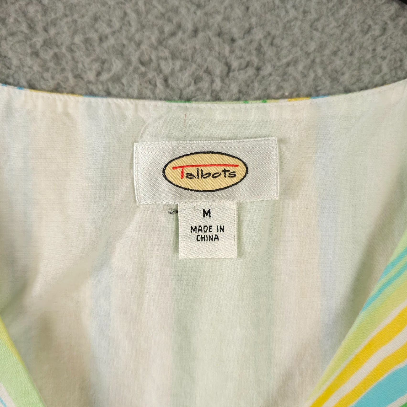 Talbots VTG Talbots Shirt Medium Yellow Striped V Neck Sleeveless Linen Side Zip - Women, Blouse, Casual, Colorful, Classic, 90s Theme, M, Yellow Green Size M / US 6-8 / IT 42-44 - 3 Thumbnail