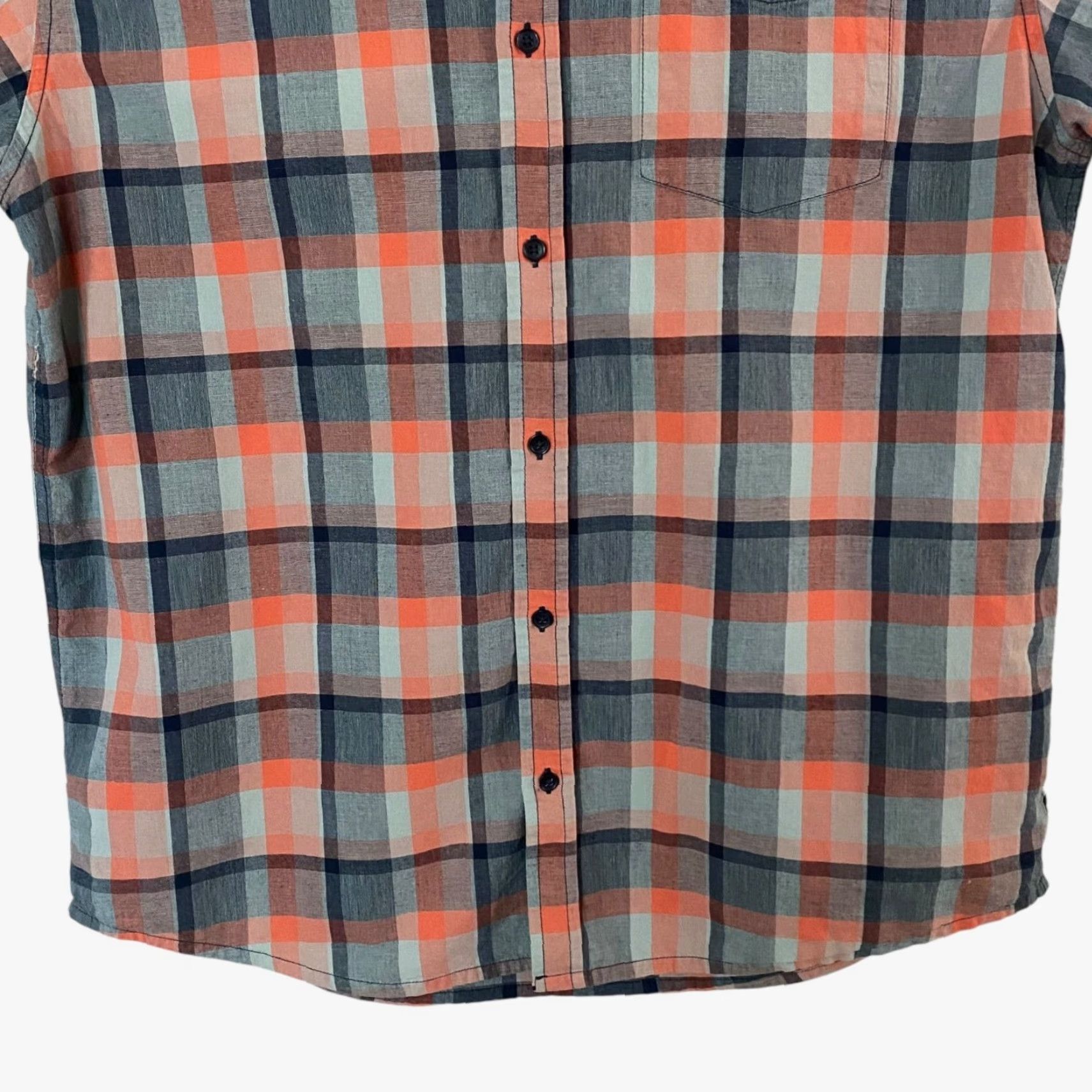 Prana prAna Bryner Sport Shirt Gray/Orange Plaid Men's XL Short-Sleeve Button-Up Size US XL / EU 56 / 4 - 6 Thumbnail
