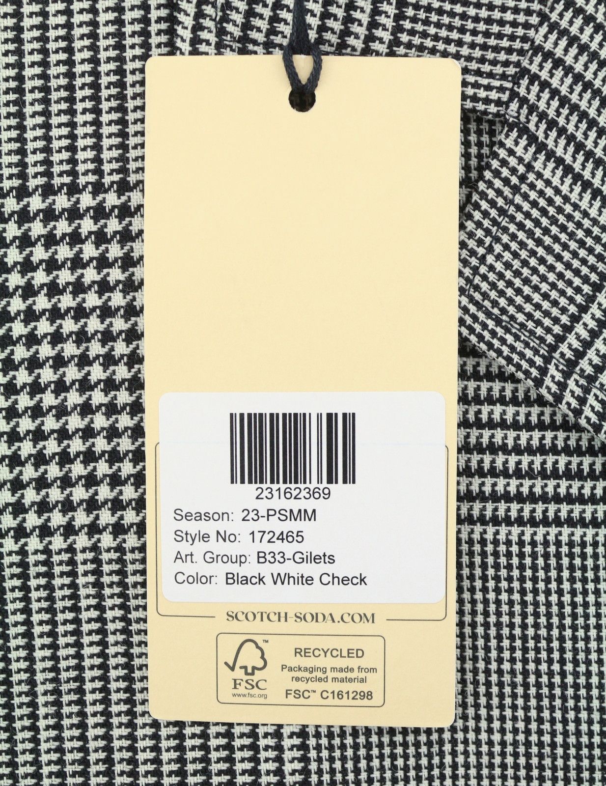 Scotch & Soda M Houndstooth Notch Lapel Vest 88538 Size 38R - 6 Thumbnail