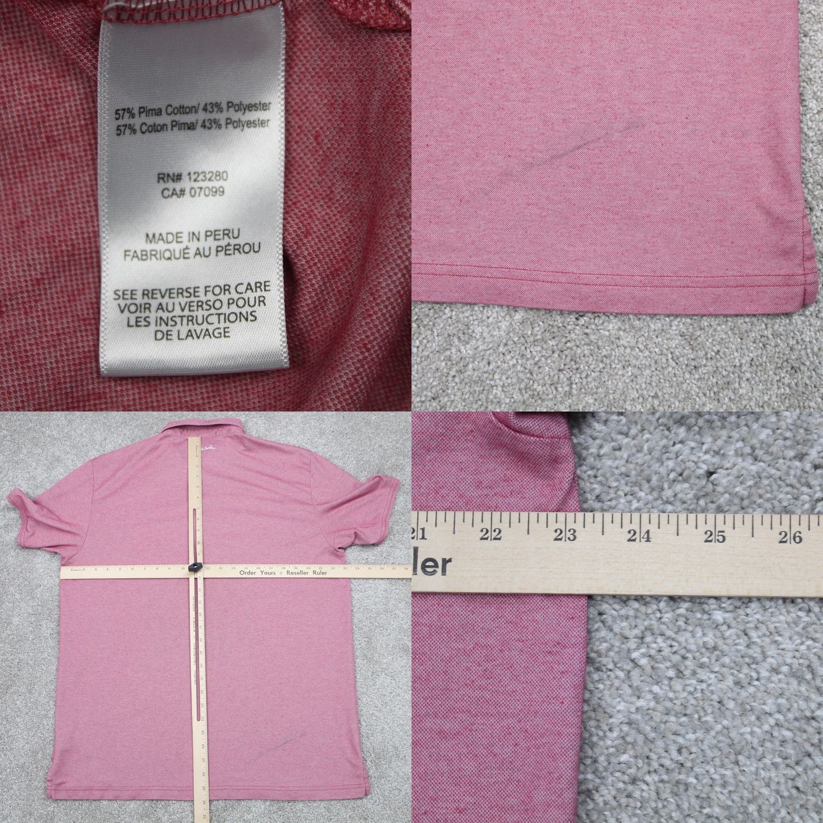 TravisMathew Travis Mathew Polo Shirt Men XL Pink Heather Pima Cotton Blend Golf S/S Pullover Size US XL / EU 56 / 4 - 8 Thumbnail