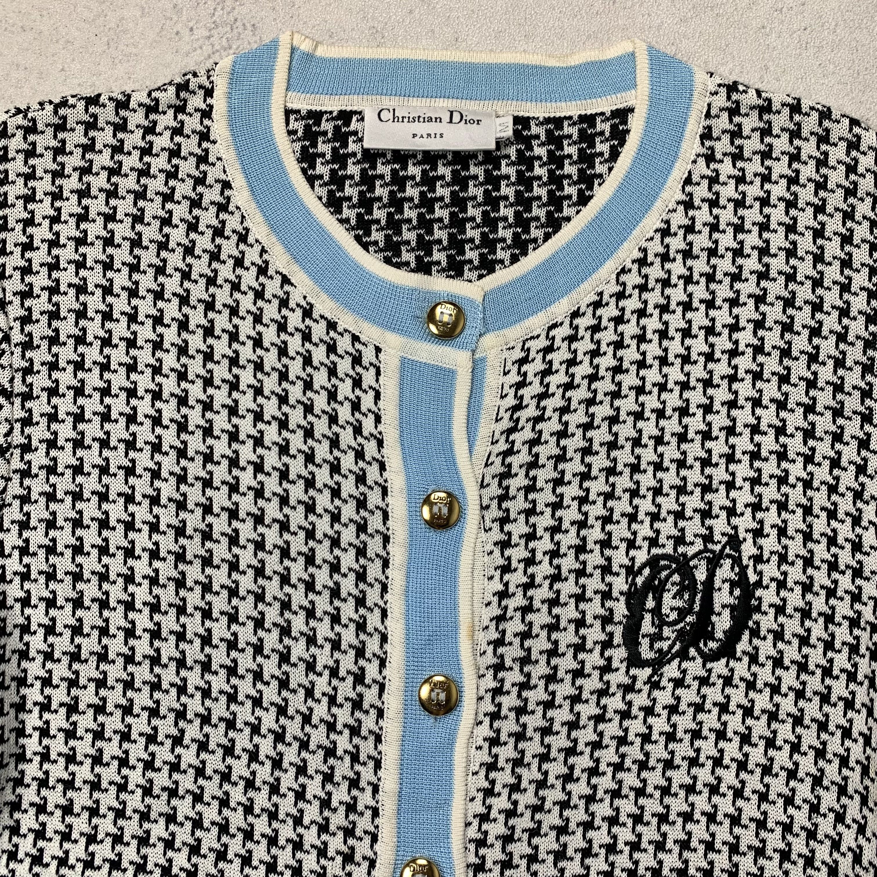 Dior Vintage Christian Dior Houndstooth Tweed Cardigan Size M / US 6-8 / IT 42-44 - 3 Thumbnail