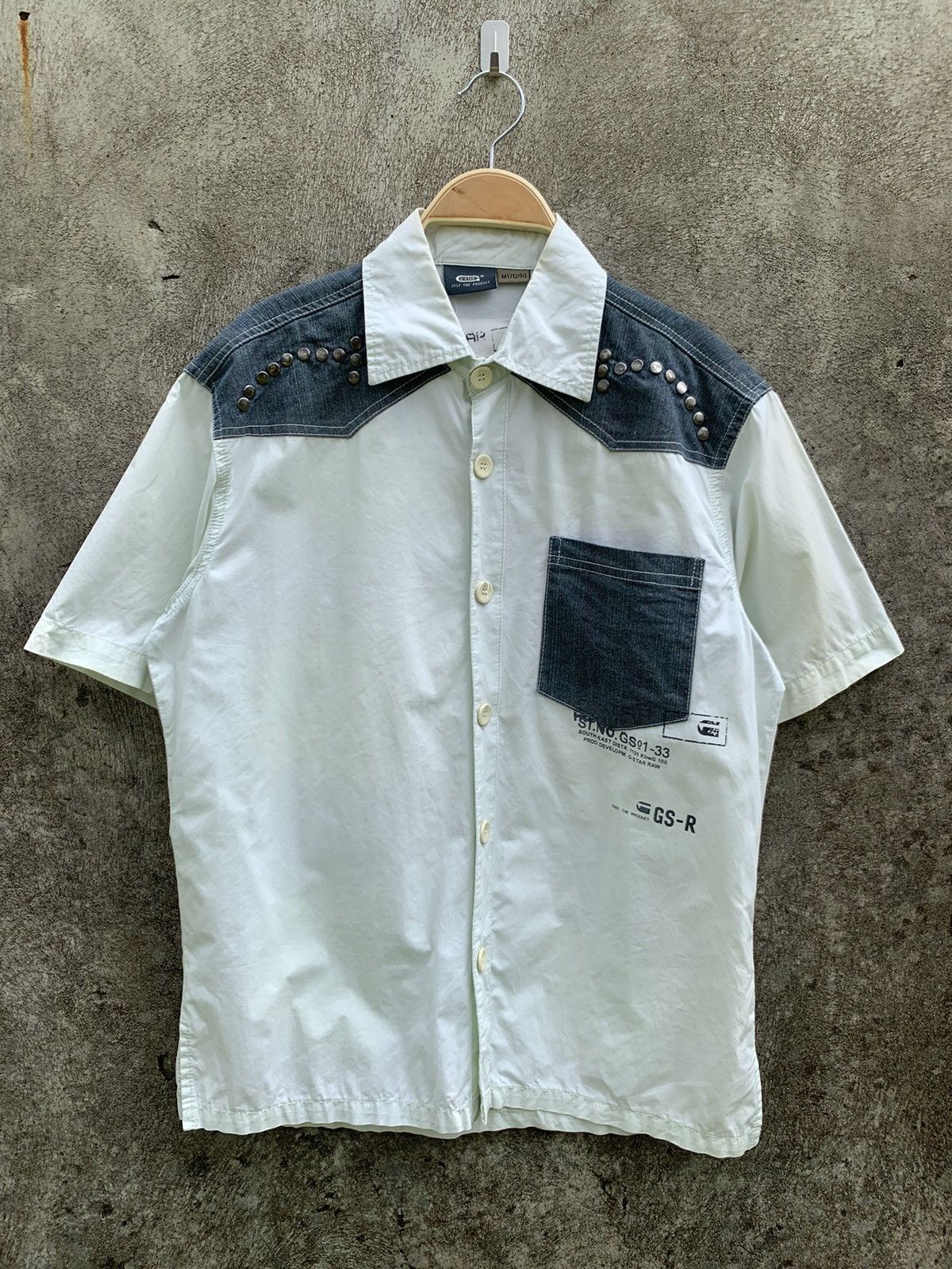 G-Star Vtg G Star Raw studded shirt denim mix cotton Size US M / EU 48-50 / 2 - 1 Thumbnail