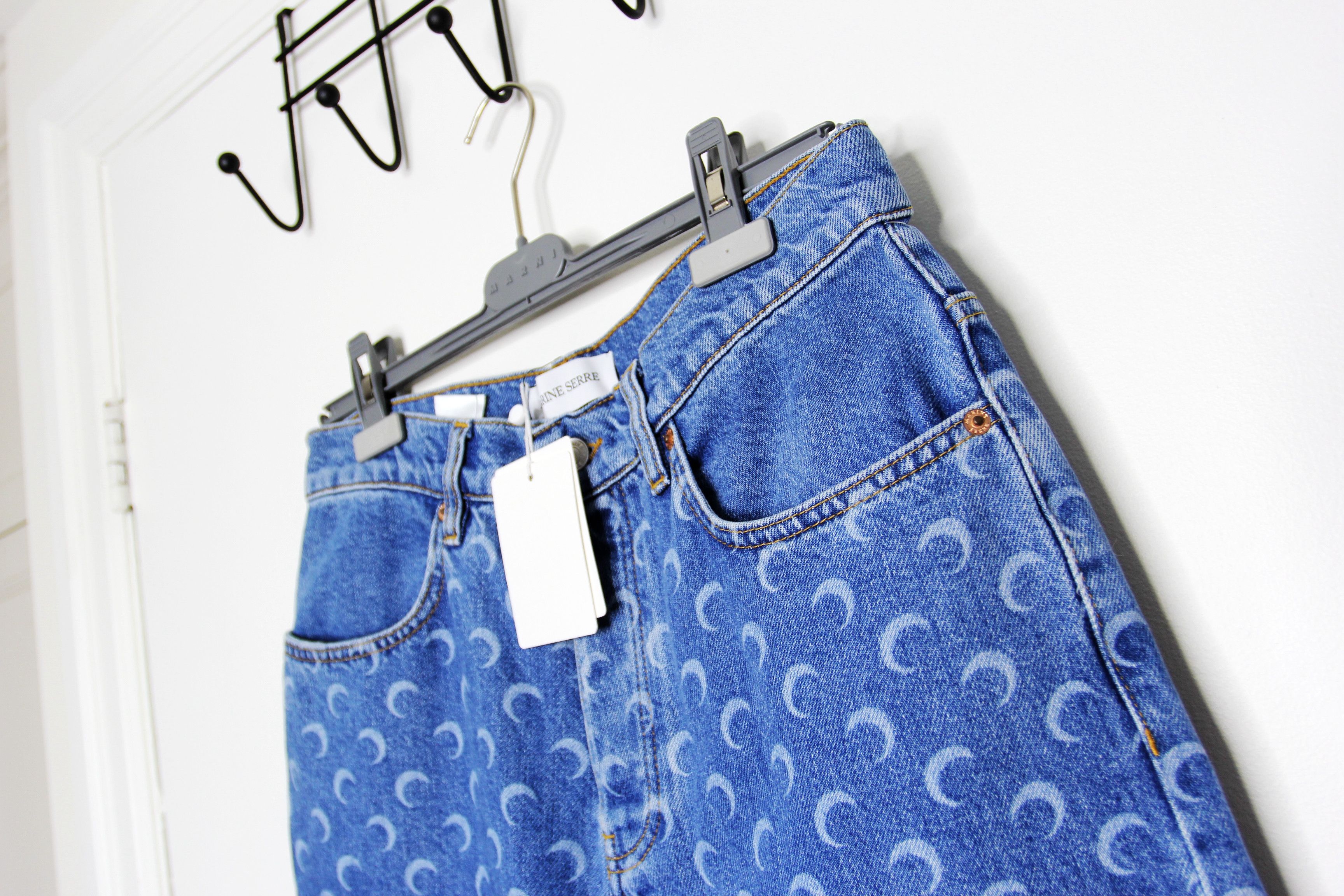 Marine Serre BNWT AW25 MARINE SERRE MOON LASER WASH DENIM BAGGY JEANS 48 Size US 32 / EU 48 - 4 Thumbnail