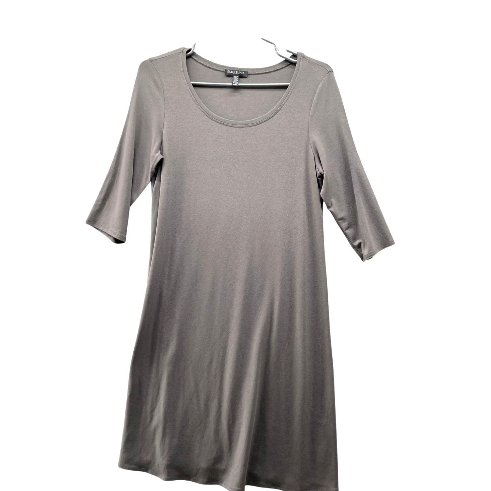 Eileen Fisher Eileen Fisher T-Shirt Dress Womens PS Gray Jersey Knit 3/4 Sleeve Scoop Neck A-Line Dress Size S / US 4 / IT 40 - 2 Thumbnail