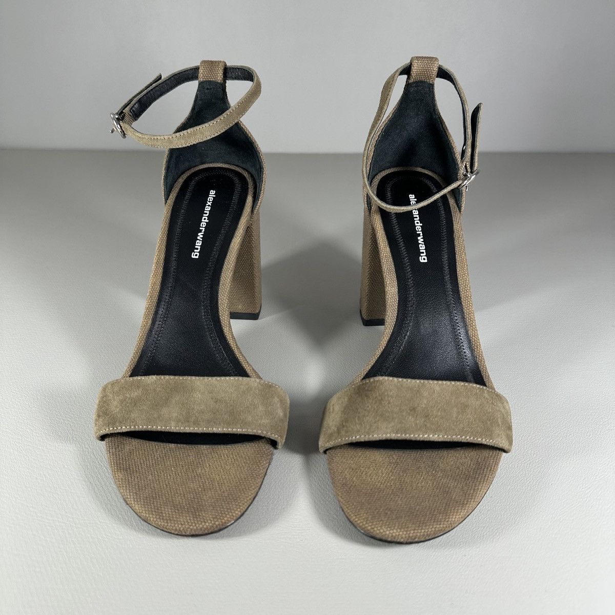 Alexander Wang Alexander Wang Khaki Canvas Suede Abby Ankle Strap Sandals Size US 8 / IT 38 - 4 Thumbnail