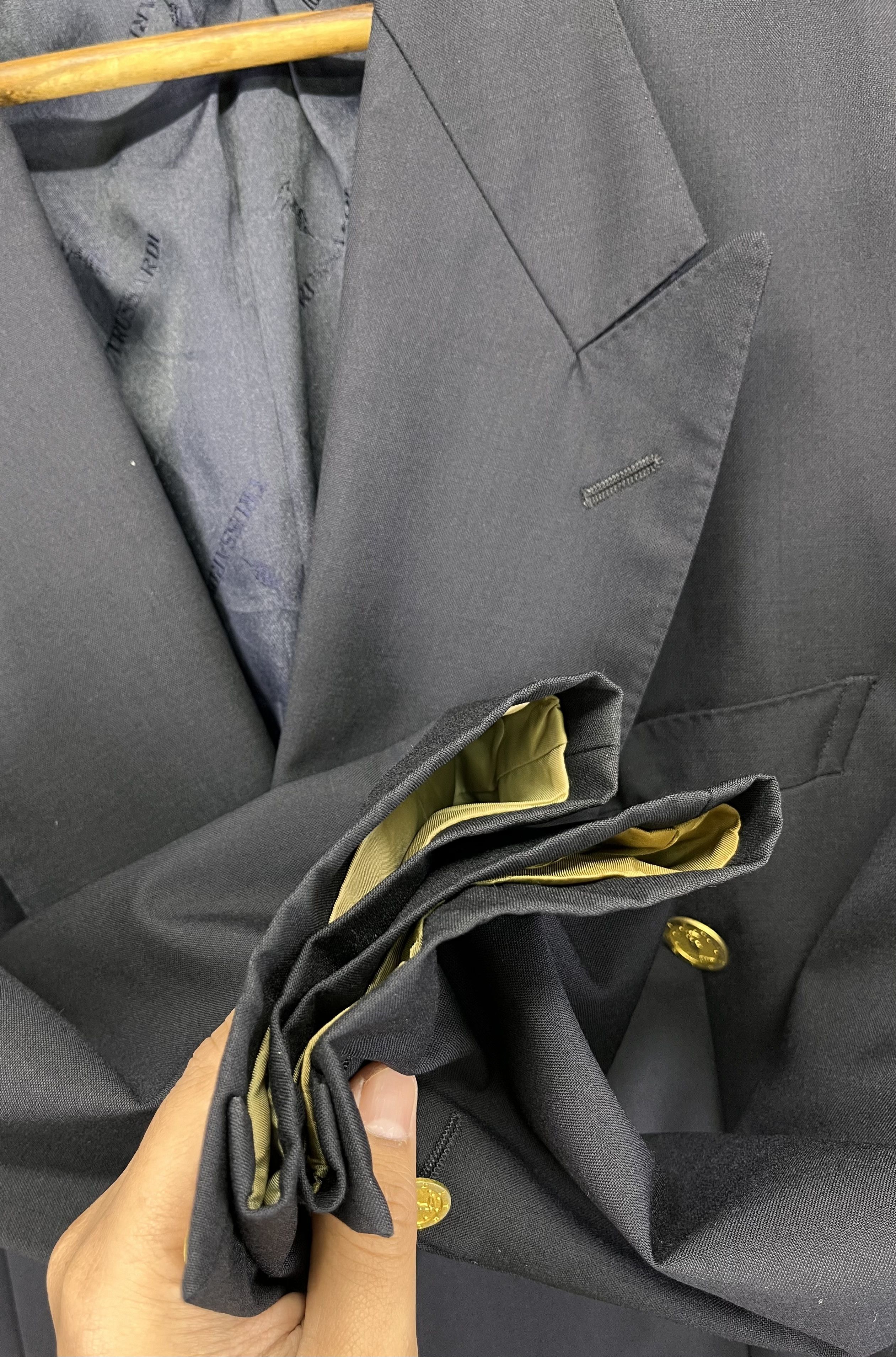 Trussardi Vintage Trussardi Luxury Gold Button Wool Blazer Coat Jacket Size US L / EU 52-54 / 3 - 9 Thumbnail