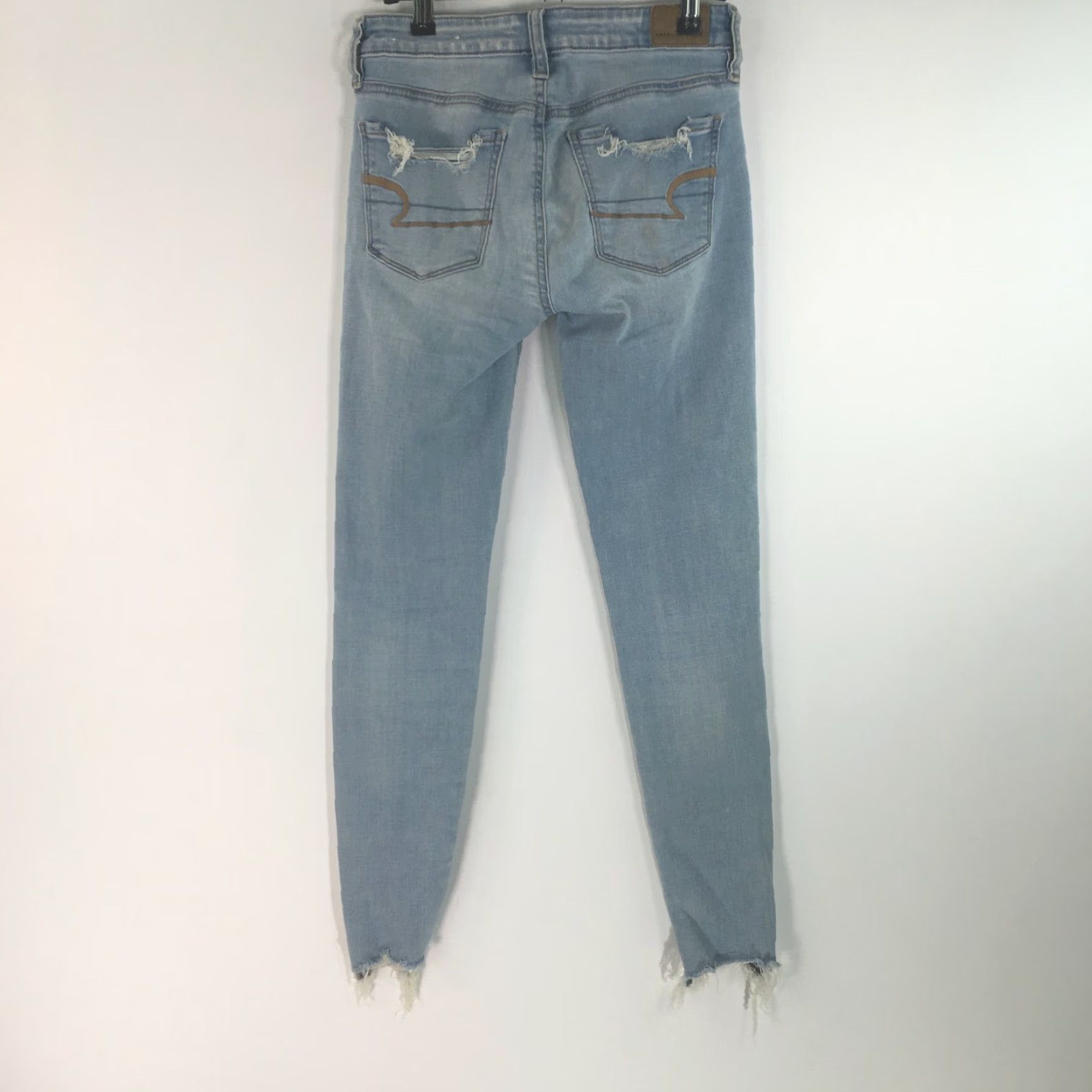 Vintage American Eagle Jeans Womens Distressed Blue Denim Jegging Super Stretch Size 0 Size 25" / US 0 / IT 36 - 4 Thumbnail