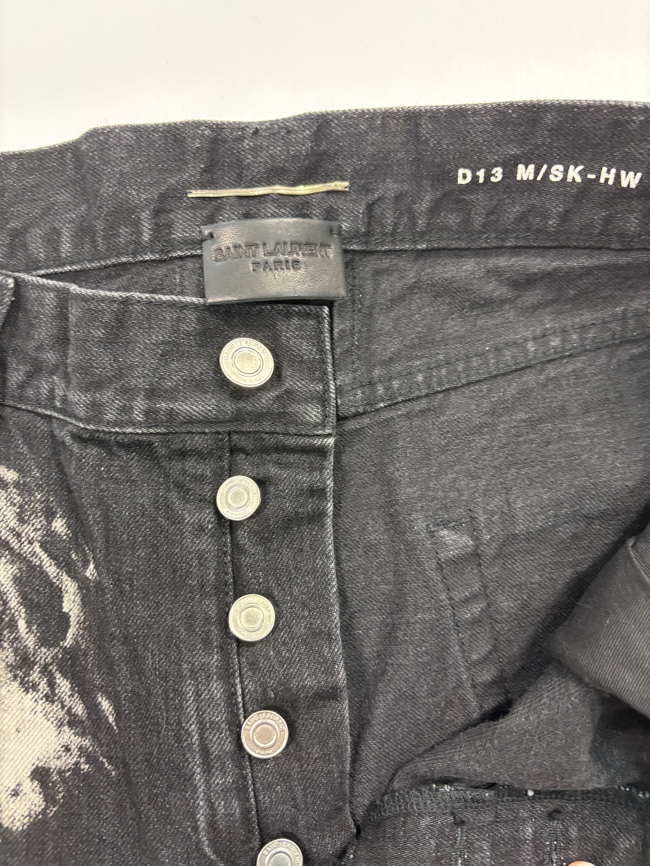 Saint Laurent Paris Saint Laurent Black & Grey Distressed Marble Pants Size US 32 / EU 48 - 2 Thumbnail