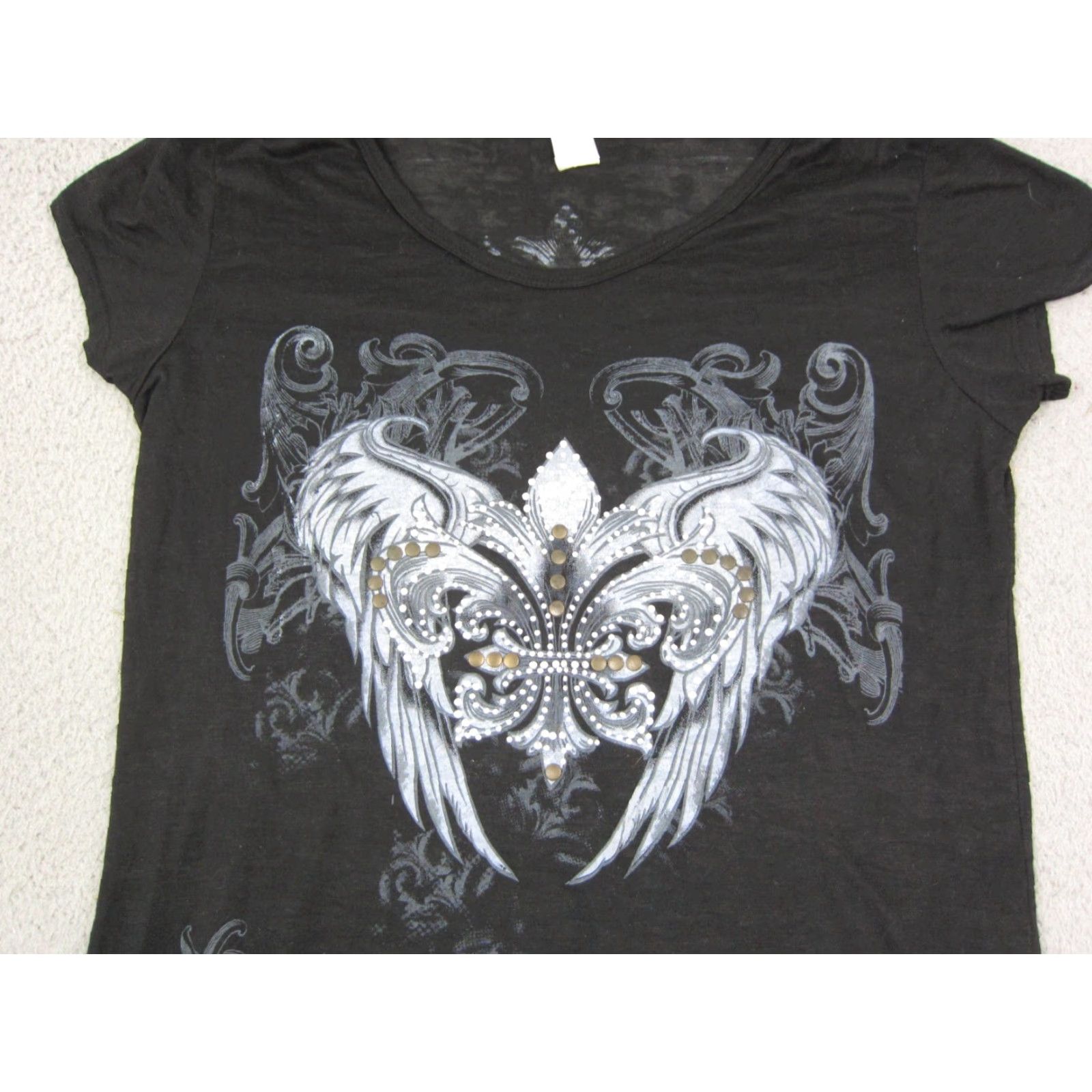 Vintage VINTAGE Sturgi Shirt Womens XL Black Saloon Biker Studs Y2K Tattoo Liberty Wear Top Shirt T-Shirt 90s Womens XL Black Size XL / US 12-14 / IT 48-50 - 2 Thumbnail