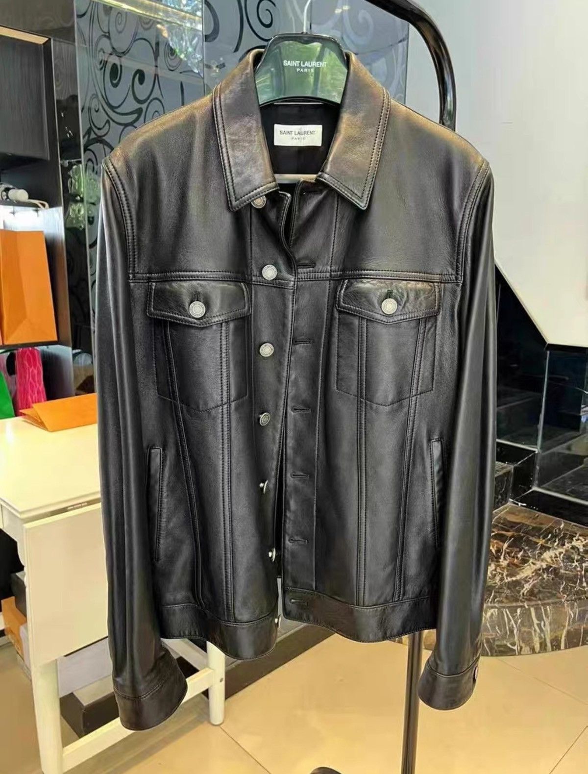 Saint Laurent Paris Saint Laurent 23SS Lambskin Trucker Motorcycle Jacket Size US L / EU 52-54 / 3 - 1 Thumbnail