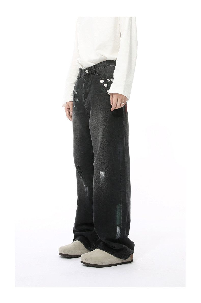 Japanese Brand × Jean Fashion irregular graffiti washed vintage jeans Size US 32 / EU 48 - 3 Thumbnail