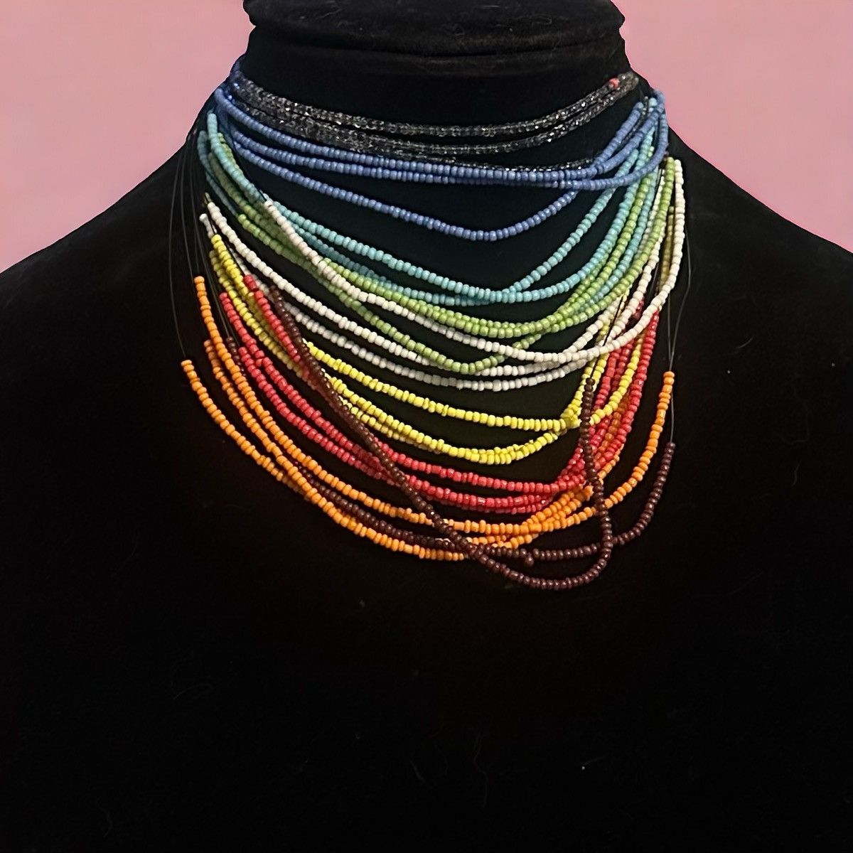 Other Rainbow layered multi strand seed bead choker necklace Size ONE SIZE - 1 Thumbnail