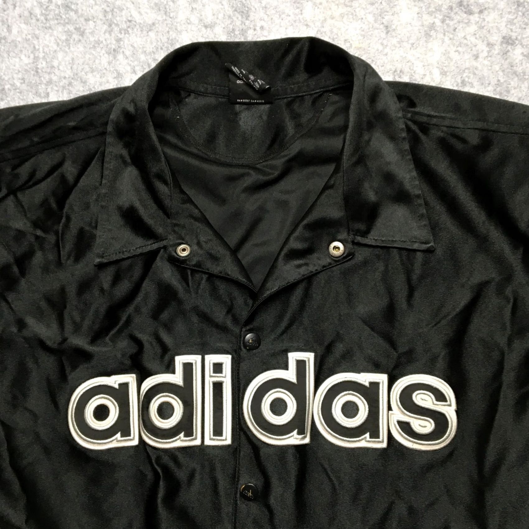 Adidas Vintage Adidas Satin Shooting Shirt Mens 2XL Black Spellout Snap Basketball Y2k Size US XXL / EU 58 / 5 - 2 Thumbnail