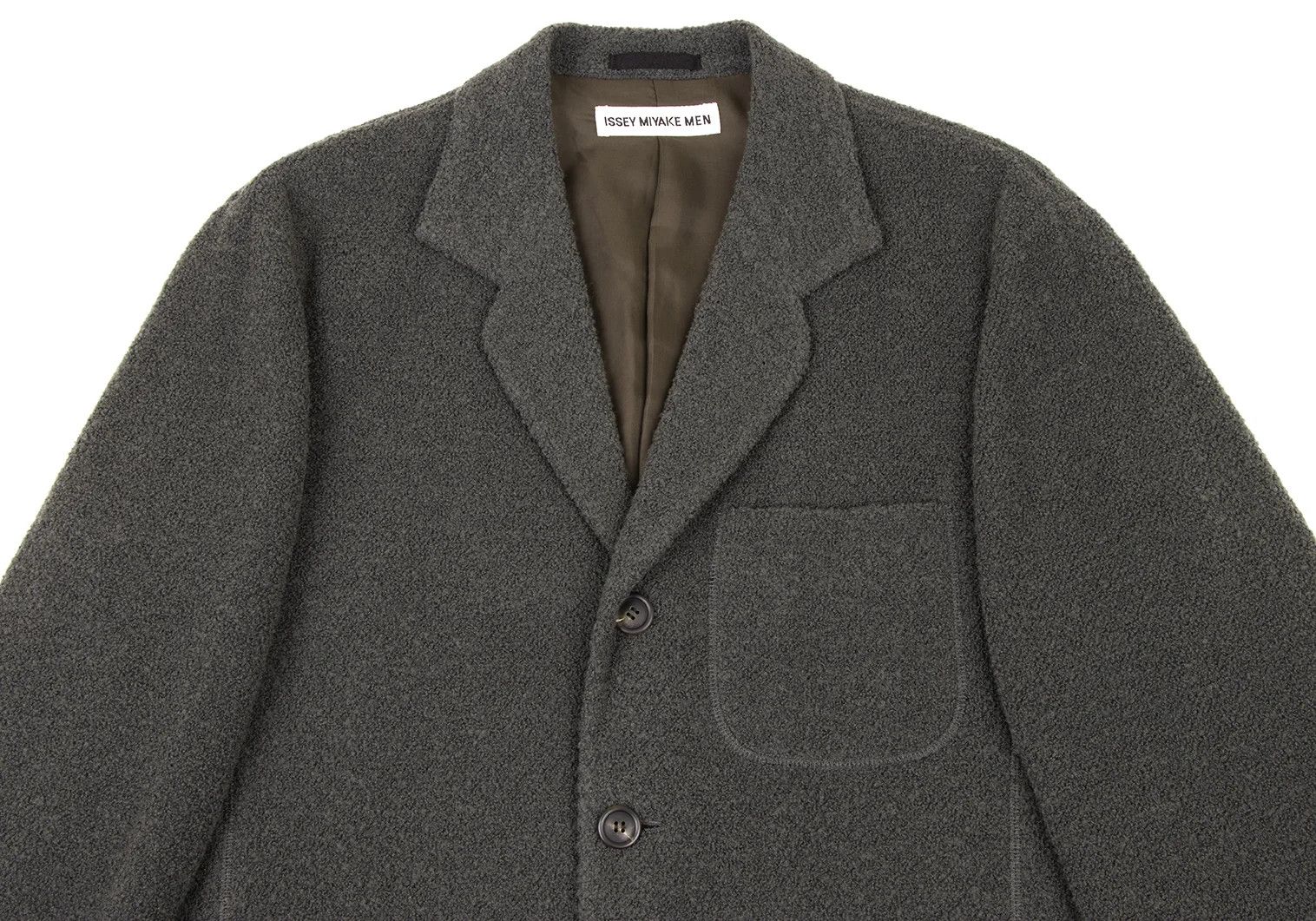 Issey Miyake Wool Blend Pile Knit Jacket in Khaki Gray, Size XL Size US XL / EU 56 / 4 - 2 Thumbnail