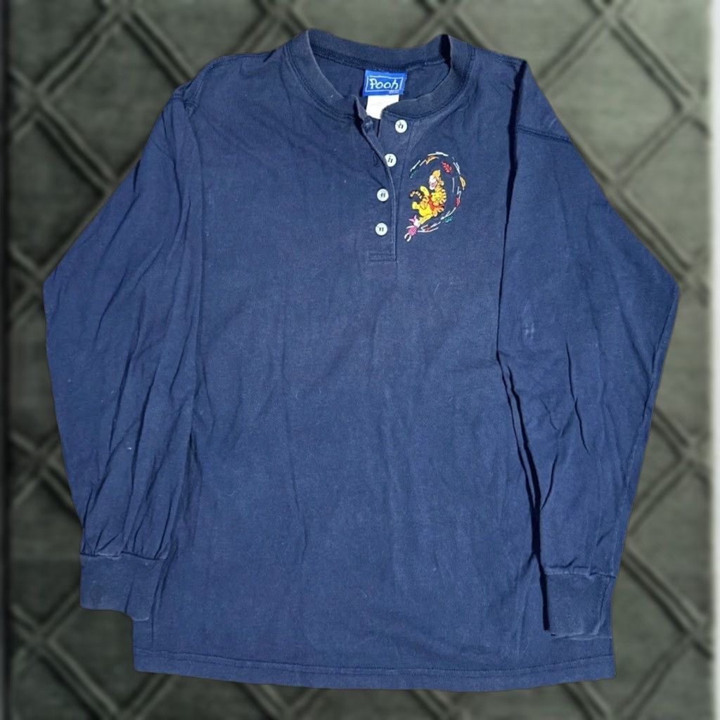 Disney VINTAGE Winnie The Pooh Tigger Navy Blue Embroidered Henley T-Shirt M EN Tailored for Adults Mens Womens? Size US M / EU 48-50 / 2 - 1 Thumbnail