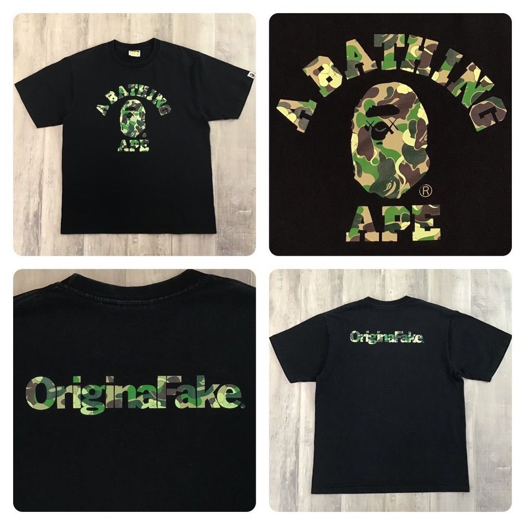 BAPE × KAWS × Original Fake College Logo T-shirt APE NIGO
