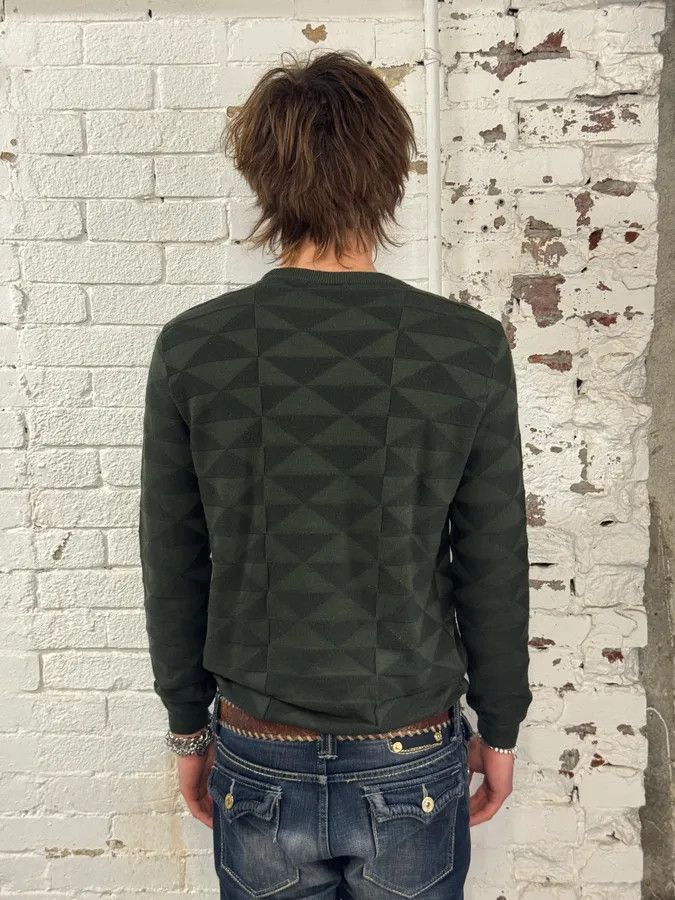 Emporio Armani FW2019 Emporio Armani Olive Green Geometric Wool Sweater Size US S / EU 44-46 / 1 - 3 Thumbnail