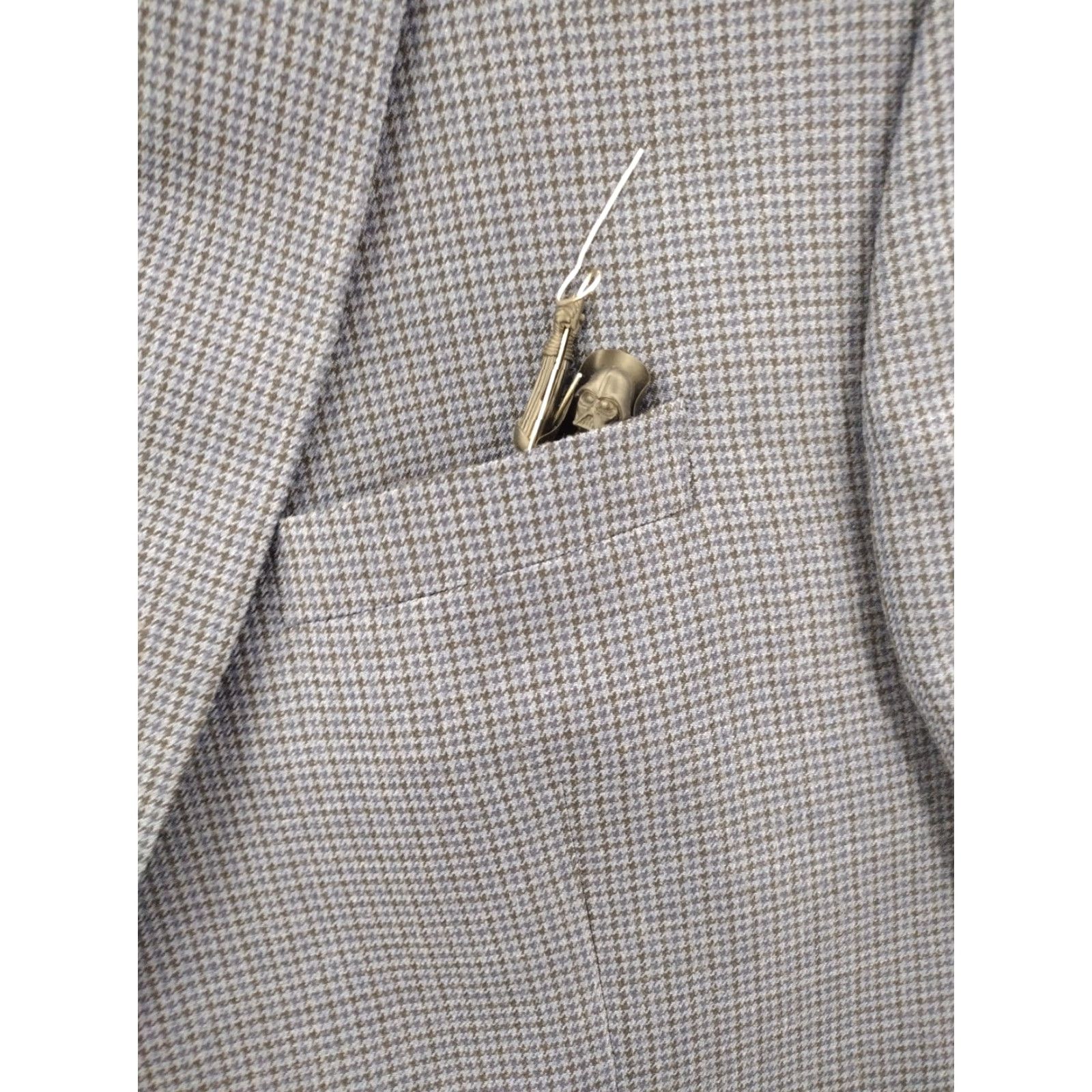 Ralph Lauren Lauren Ralph Lauren Blazer Mens 46L Beige Houndstooth Wool Silk Sport Coat Size 50R - 5 Thumbnail