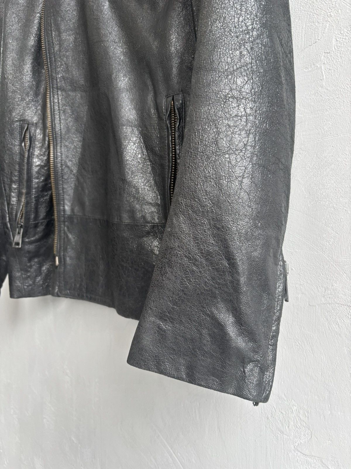 Ann Demeulemeester Ann Demeulemeester SS2003 cracked leather biker jacket Size US M / EU 48-50 / 2 - 9 Thumbnail