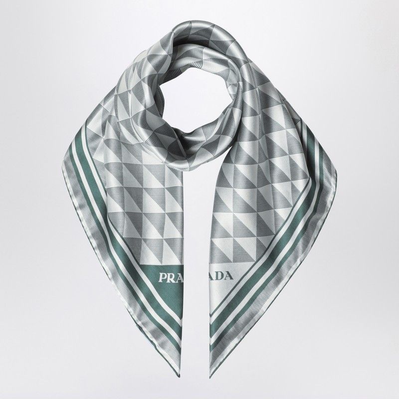 Prada Prada Emerald Printed Silk Twill Scarf 90X90 Size ONE SIZE - 1 Thumbnail