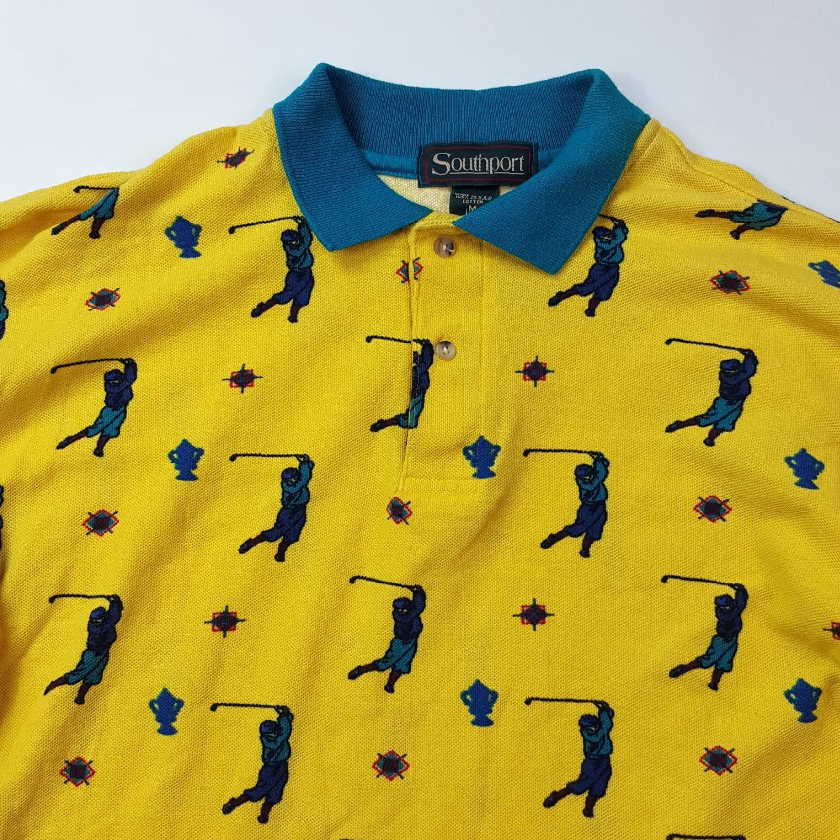 Vintage VINTAGE Southport Polo Shirt Mens M Yellow Golf PGA USA Made 90s Casual Short Sleeve Button-Up Polo Shirt Size US M / EU 48-50 / 2 - 2 Thumbnail