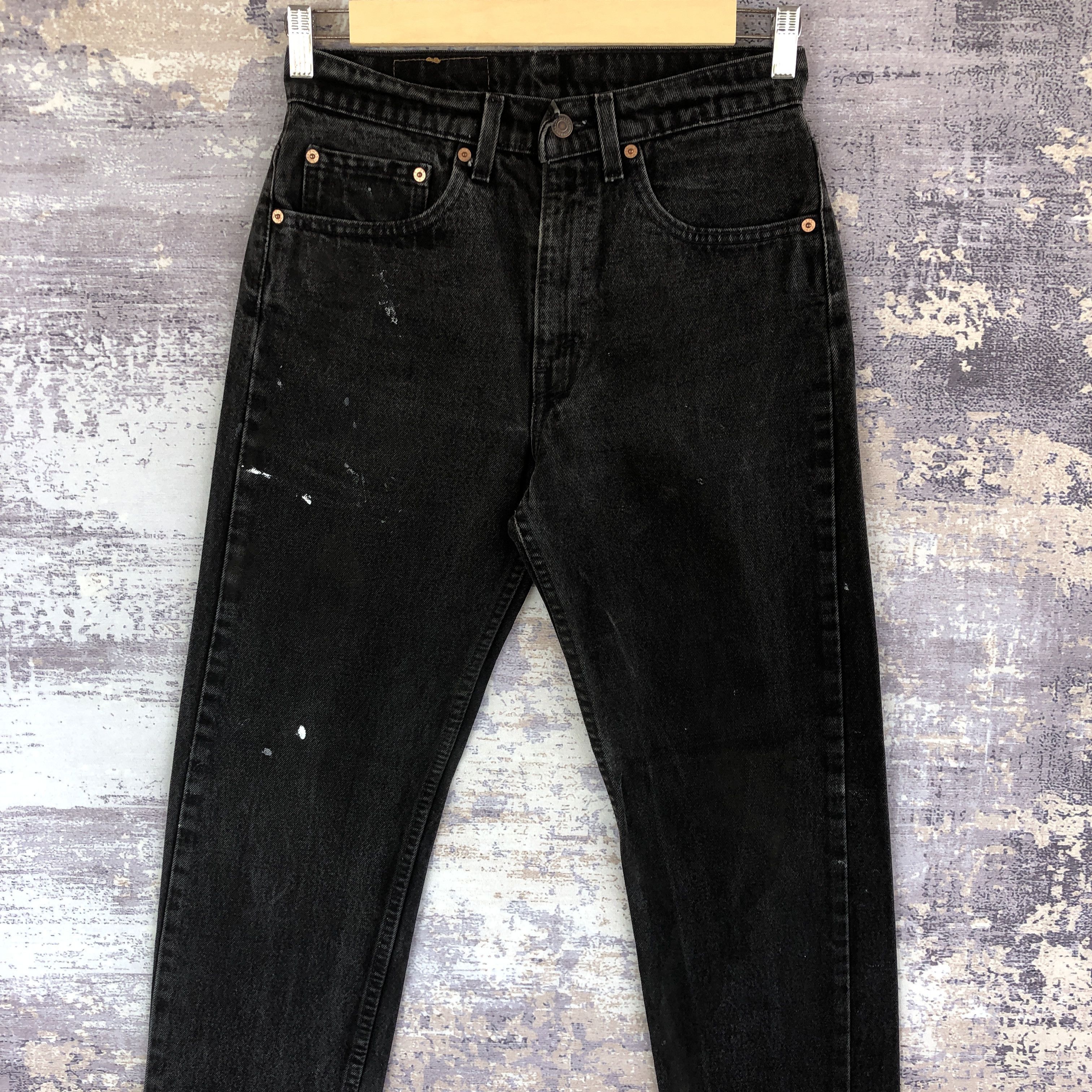 Levi's Vintage 90s Levis 505 Faded Black Paint Splatter Jeans Denim Size 28" / US 6 / IT 42 - 3 Thumbnail