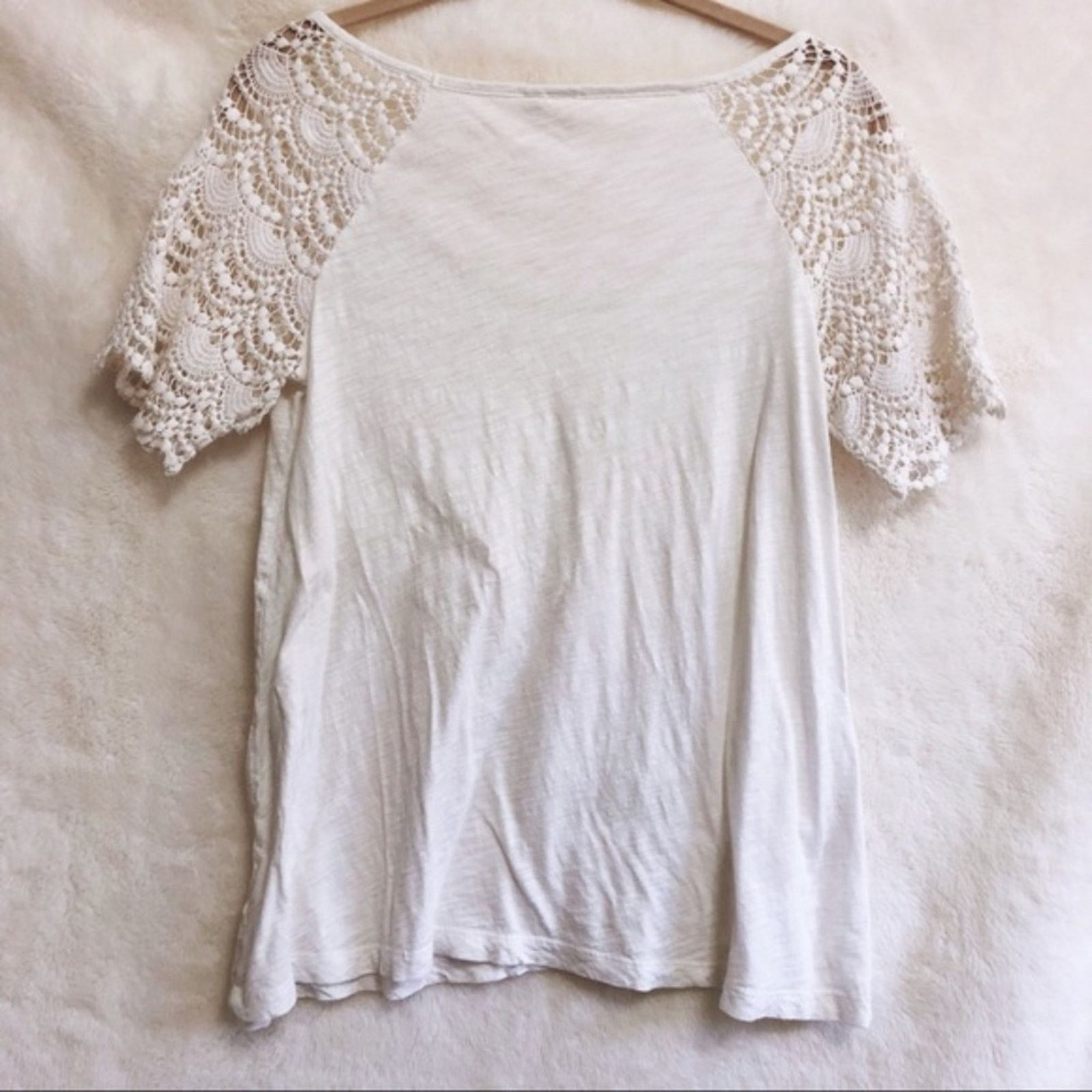 Other E White Crochet Short Sleeves Top Size XS / US 0-2 / IT 36-38 - 2 Thumbnail